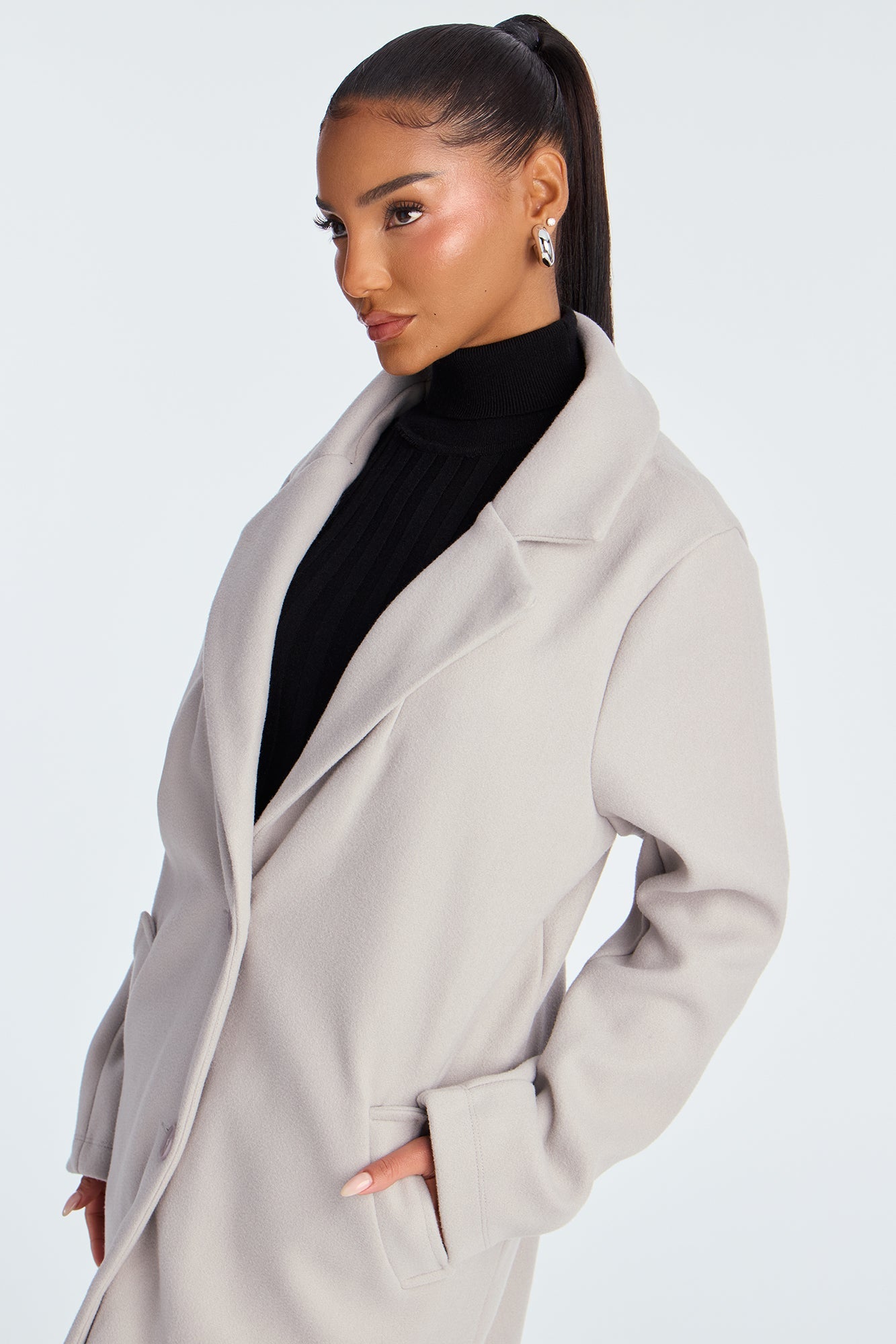 Hit The Town Button Up Coat - Grey