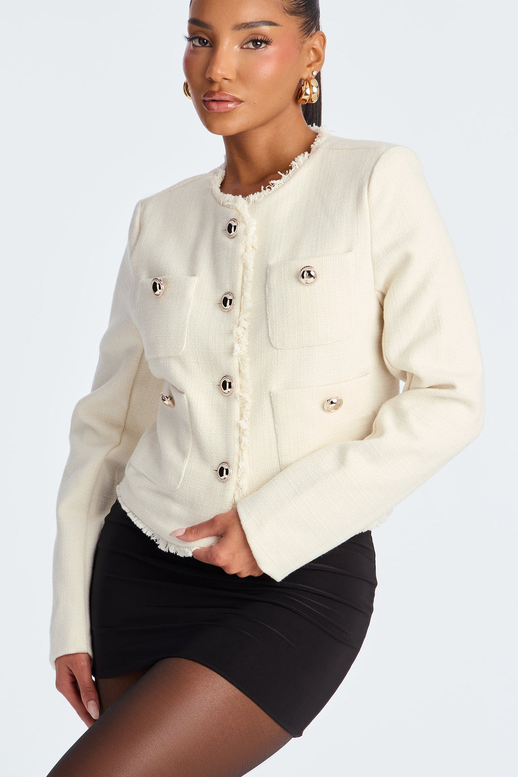 First Lady Tweed Coat - Cream