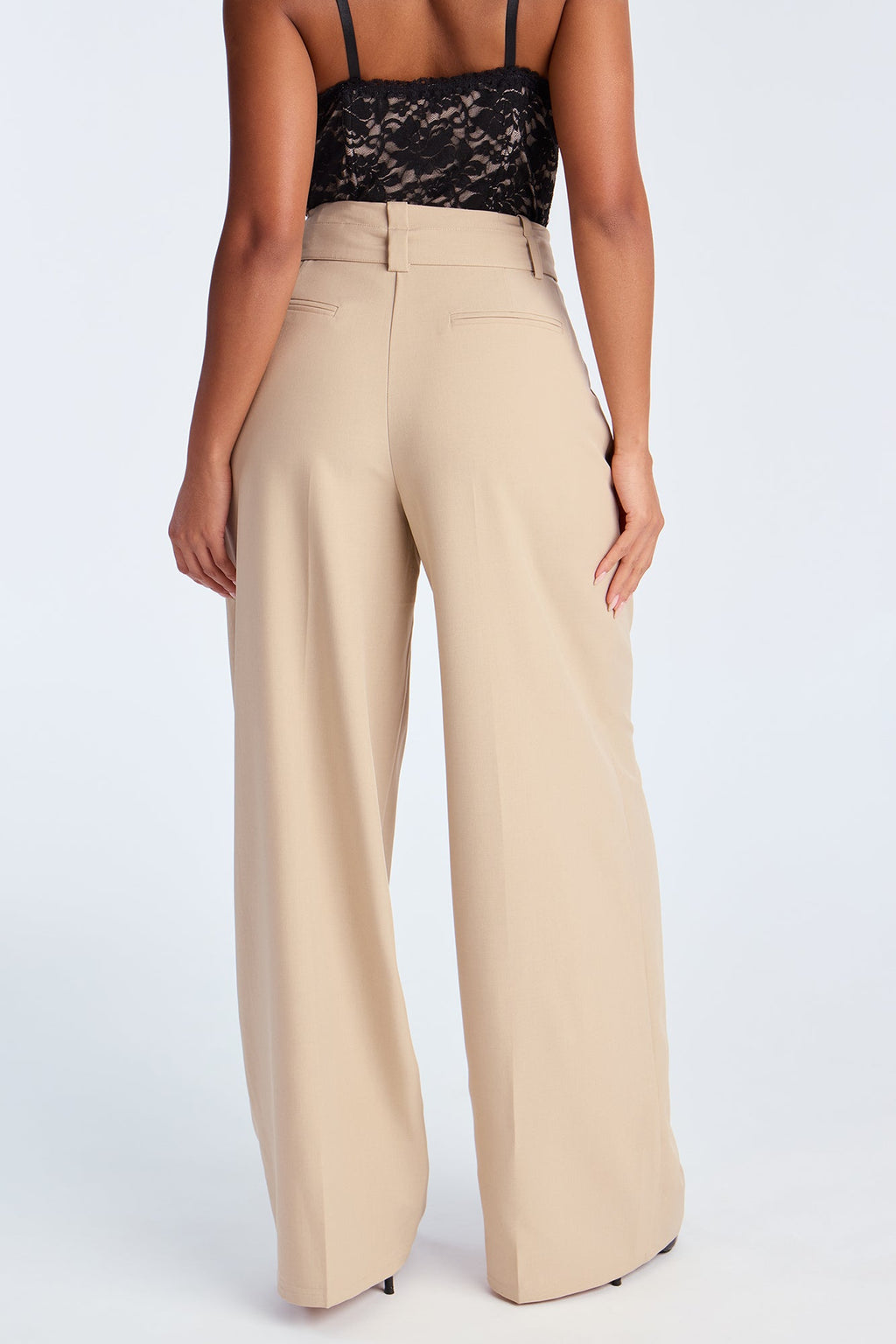 Power Moves Belted Trouser Pant 32″ - Beige
