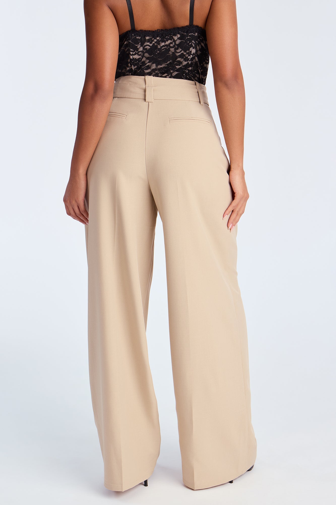 Power Moves Belted Trouser Pant 32″ - Beige