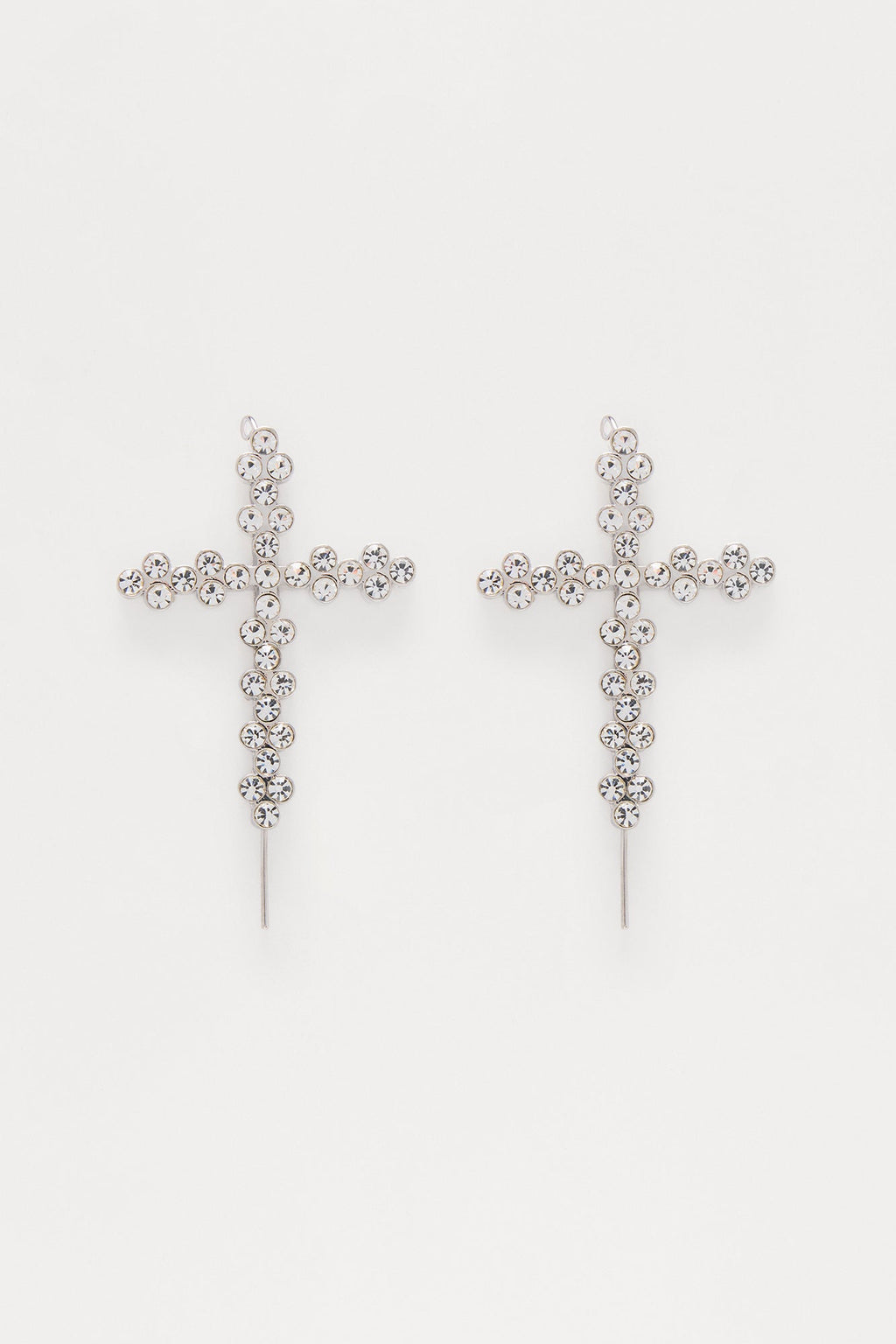In His Name Rhinestone Cross Ear Cuff - Silver