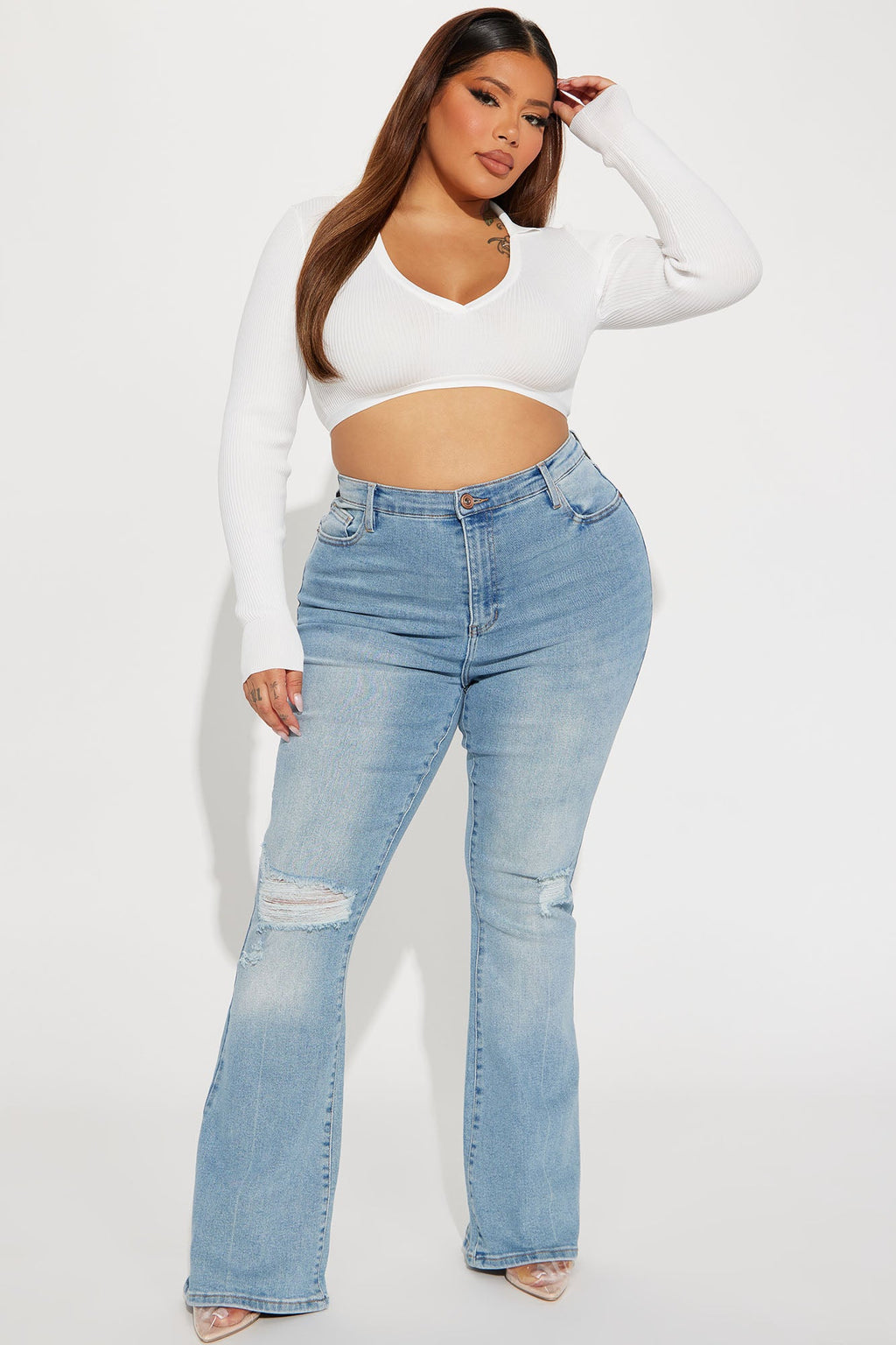 Every Now And Then Stretch Flare Jeans - Light Wash