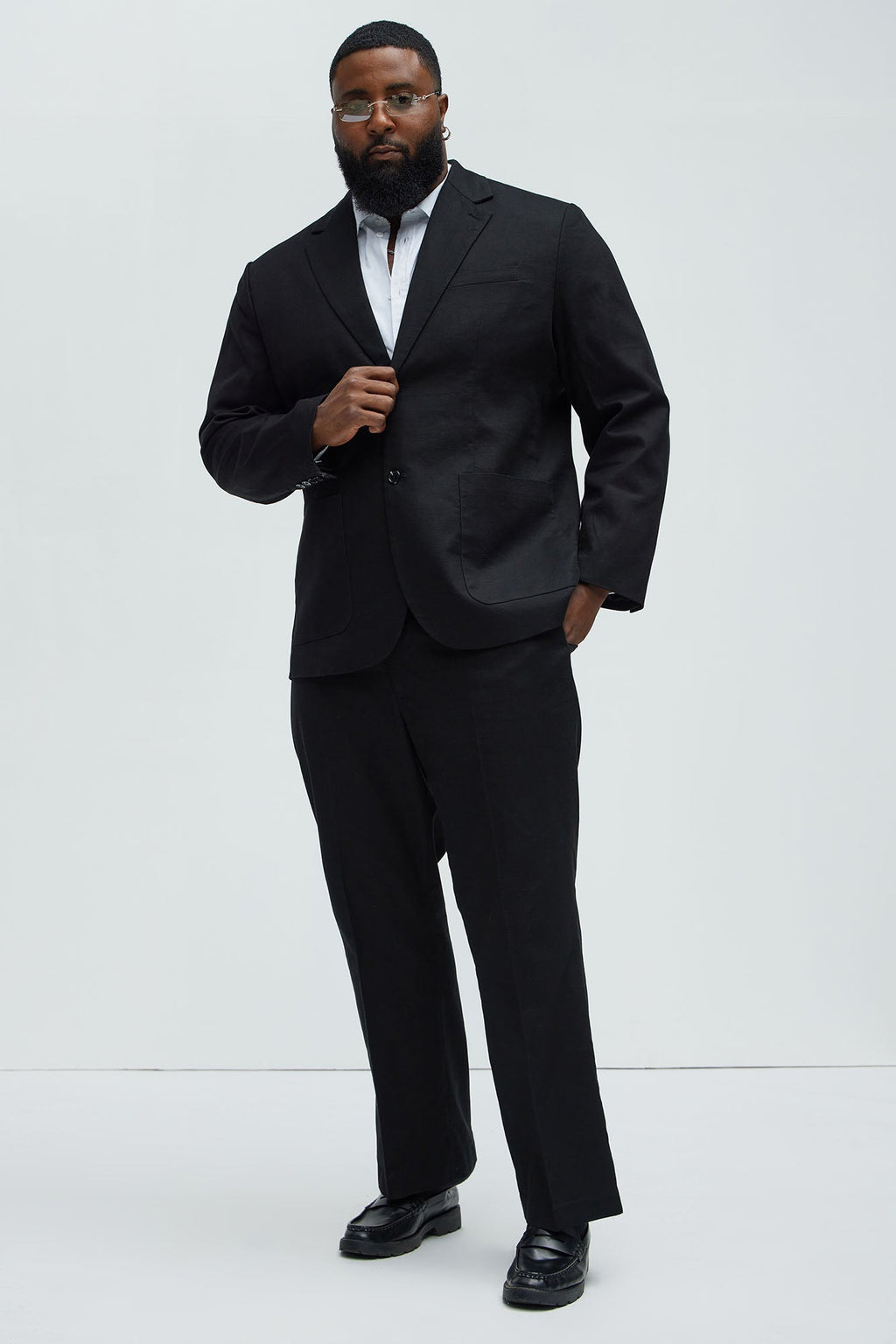 Travis Solid Texture Blazer - Black