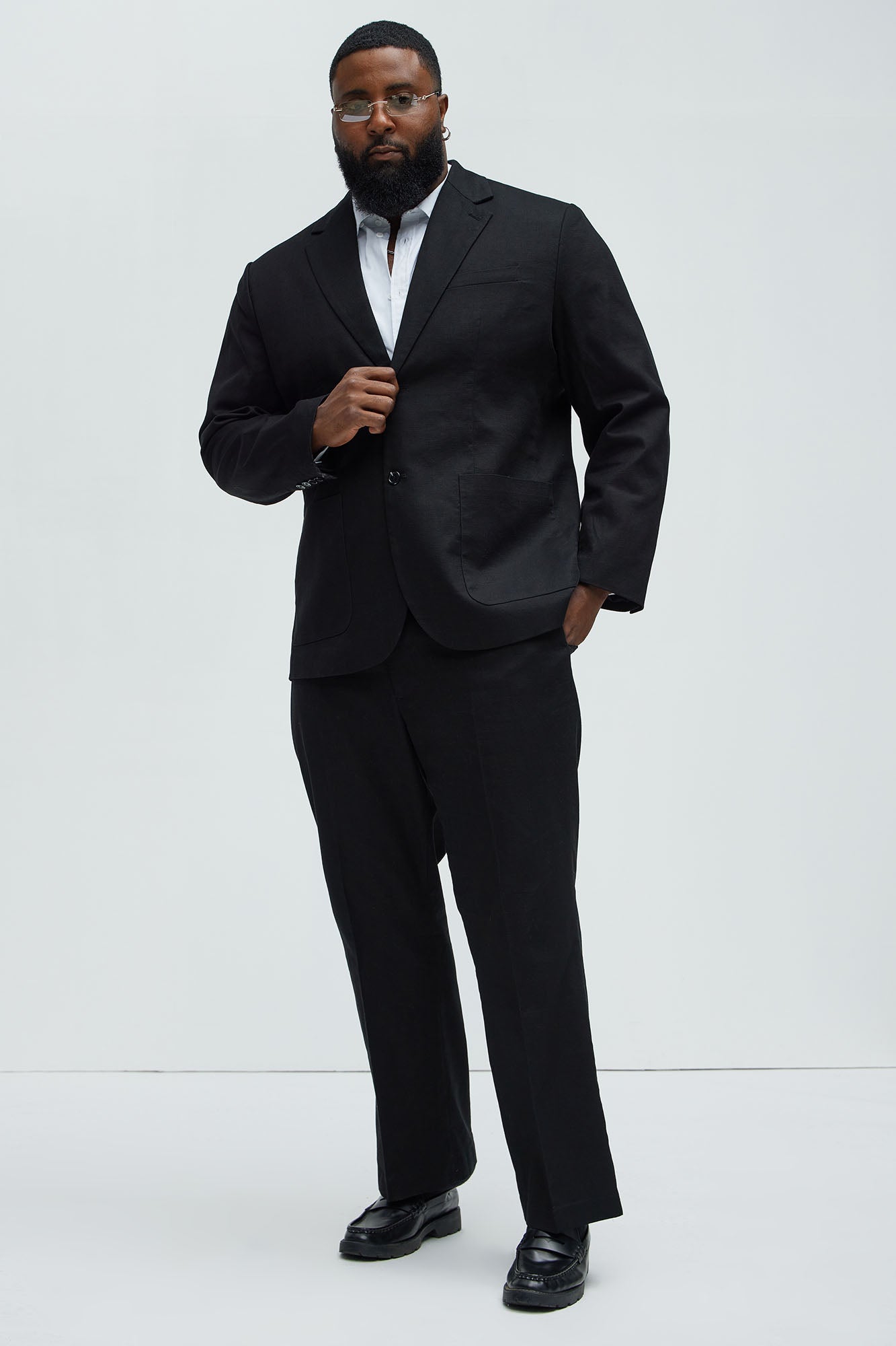Travis Solid Texture Blazer - Black