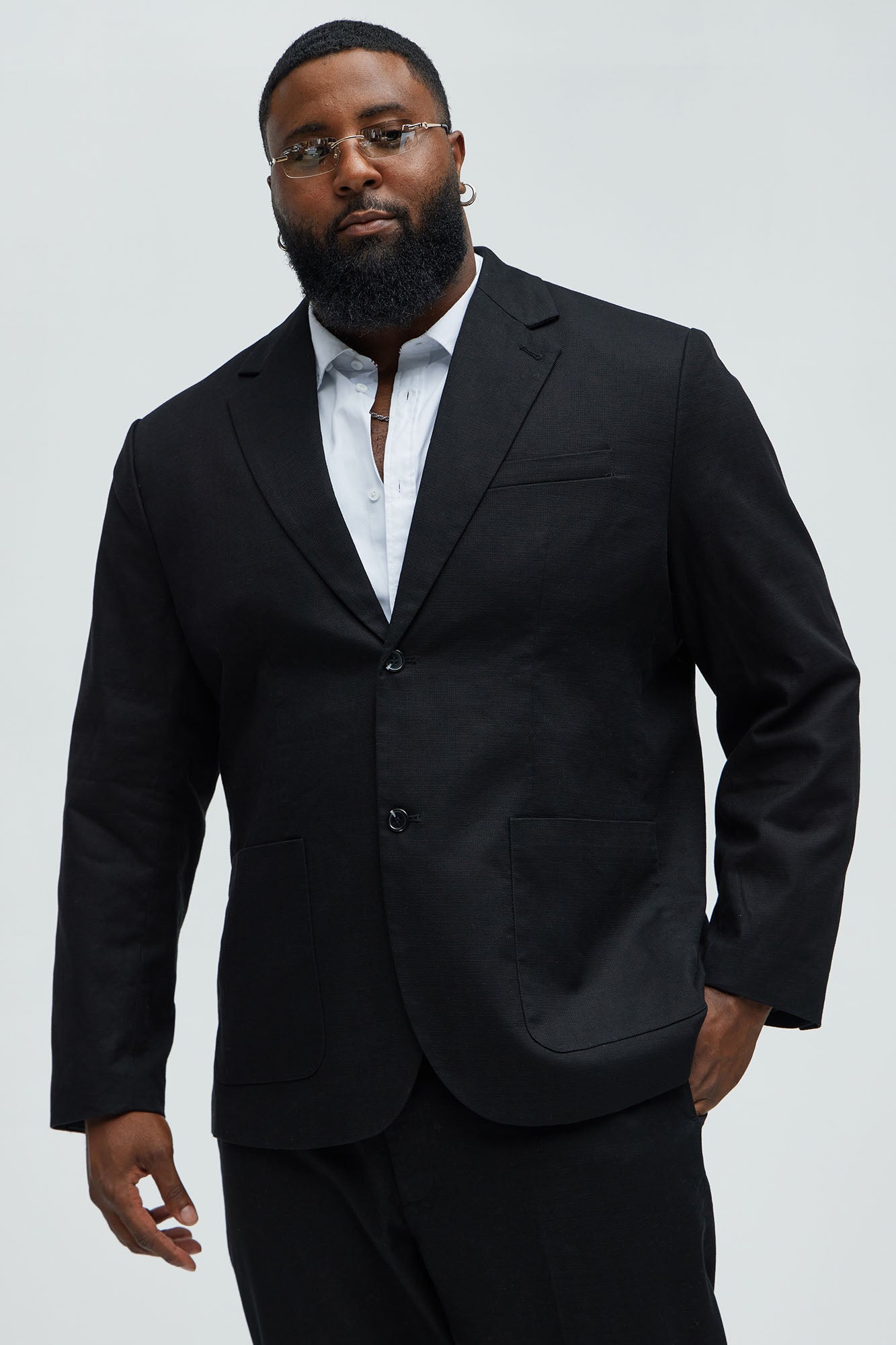 Travis Solid Texture Blazer - Black