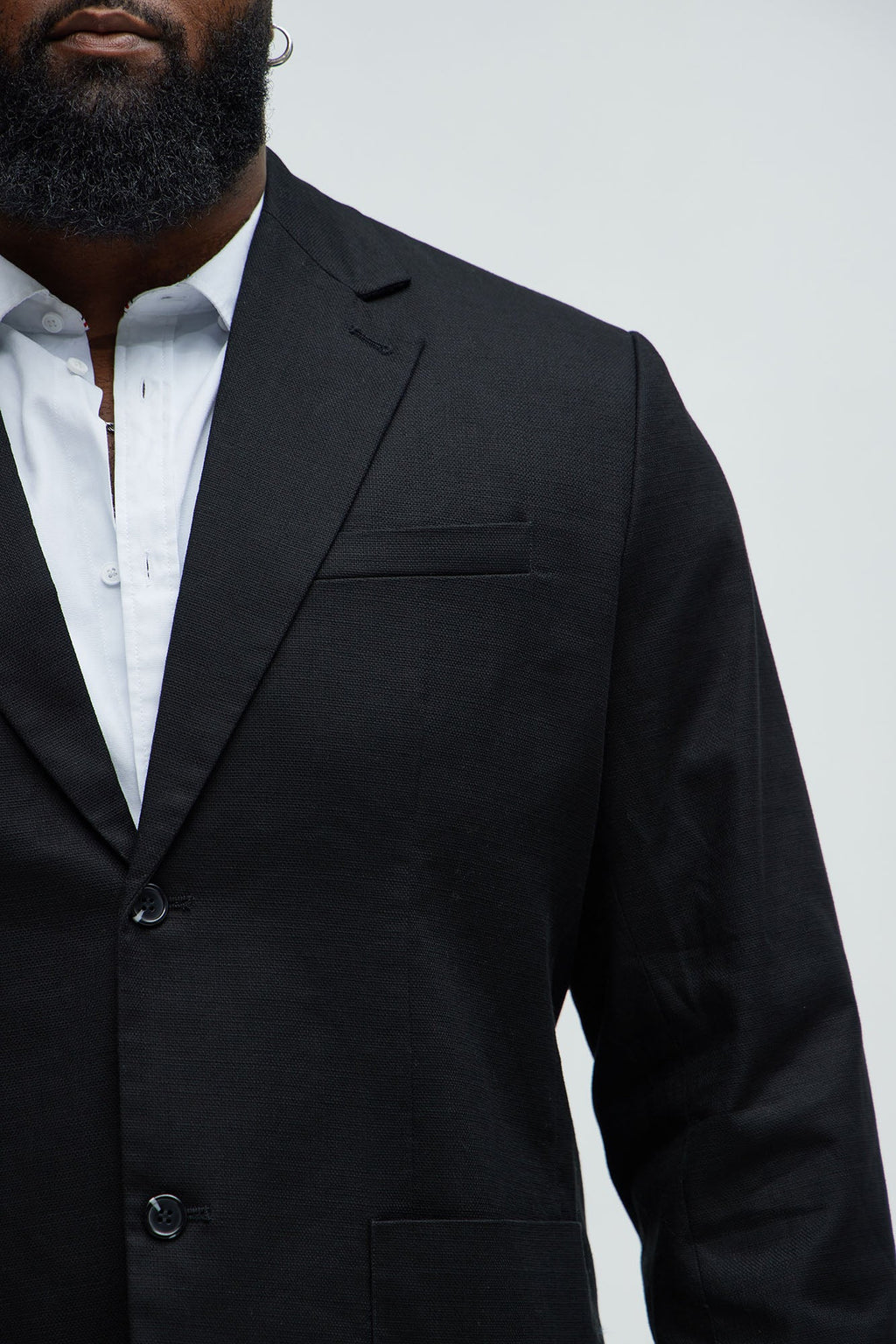 Travis Solid Texture Blazer - Black