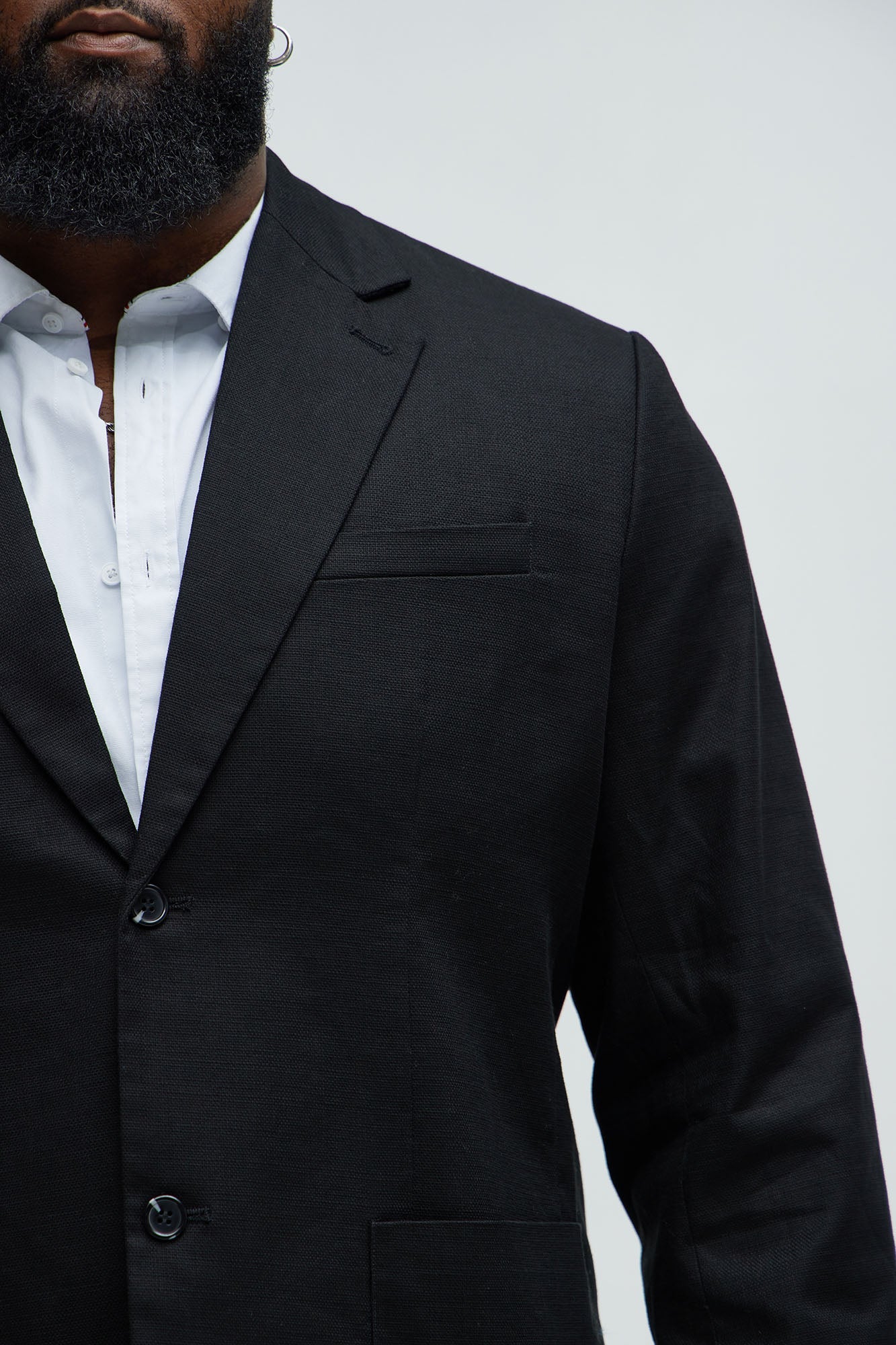 Travis Solid Texture Blazer - Black