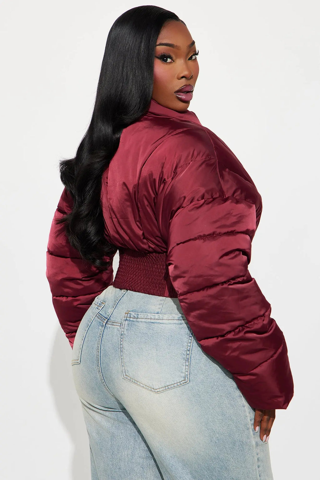 Body Language Corset Puffer Jacket - Burgundy 