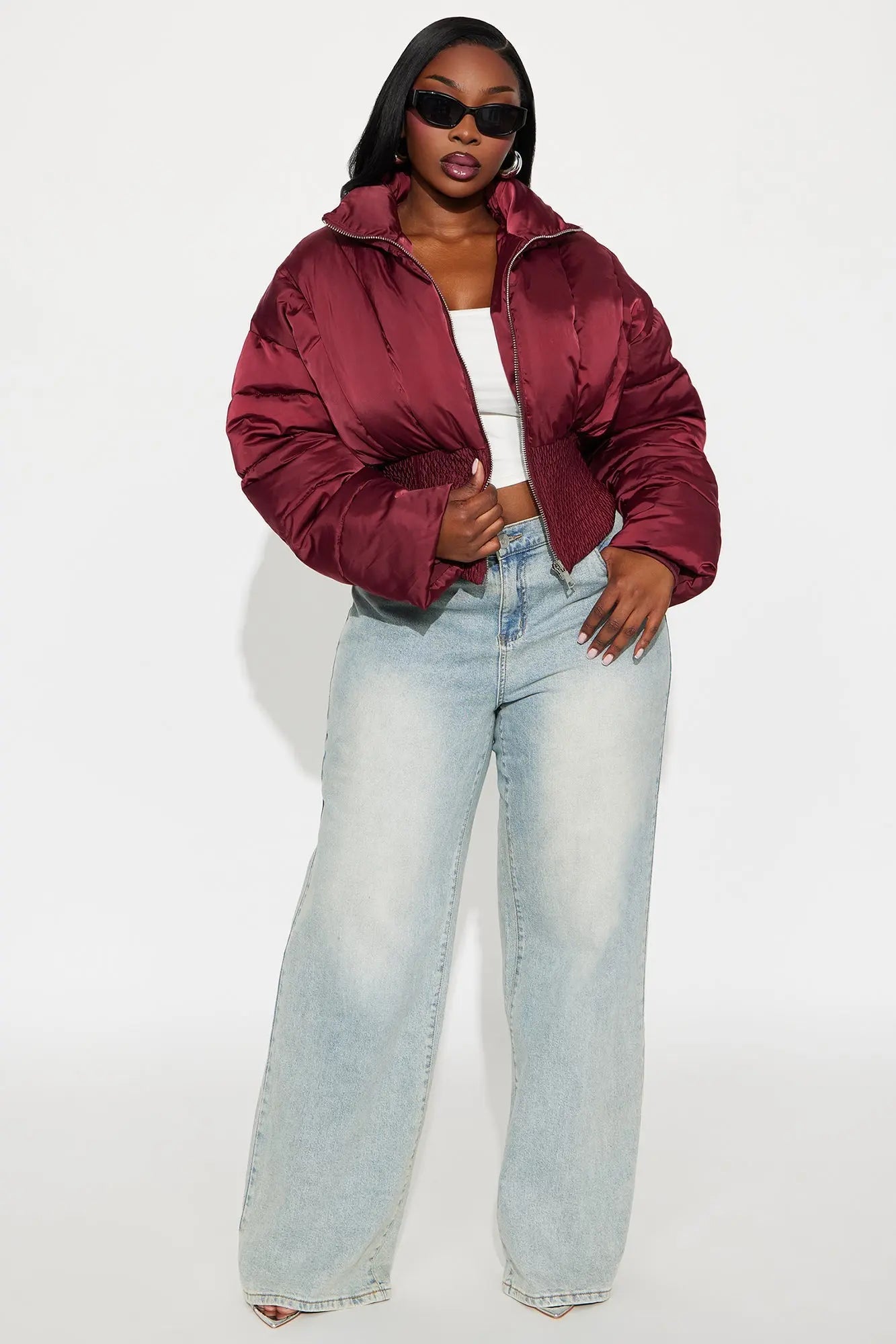 Body Language Corset Puffer Jacket - Burgundy 