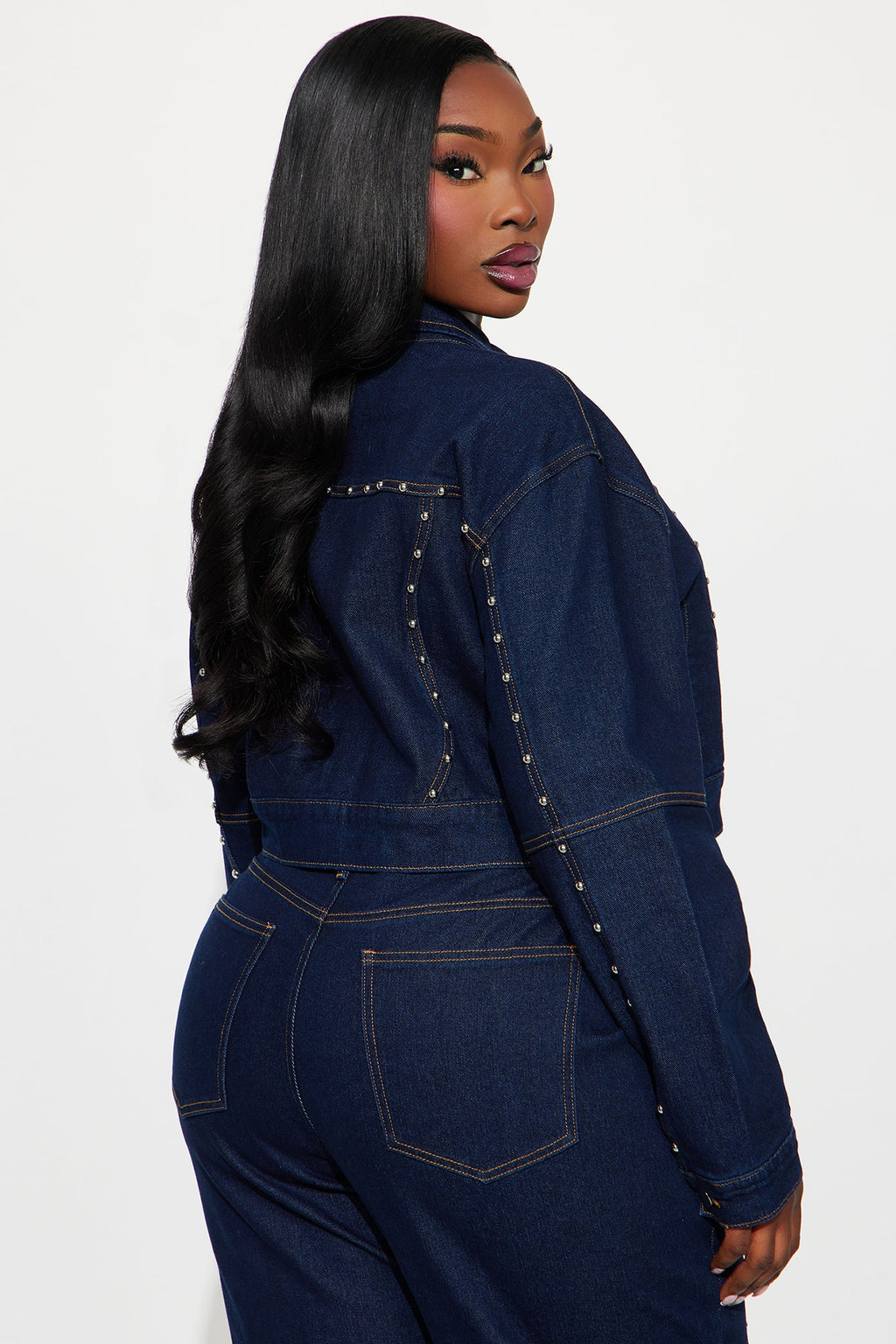 In Waves Studded Denim Jacket - Dark Wash