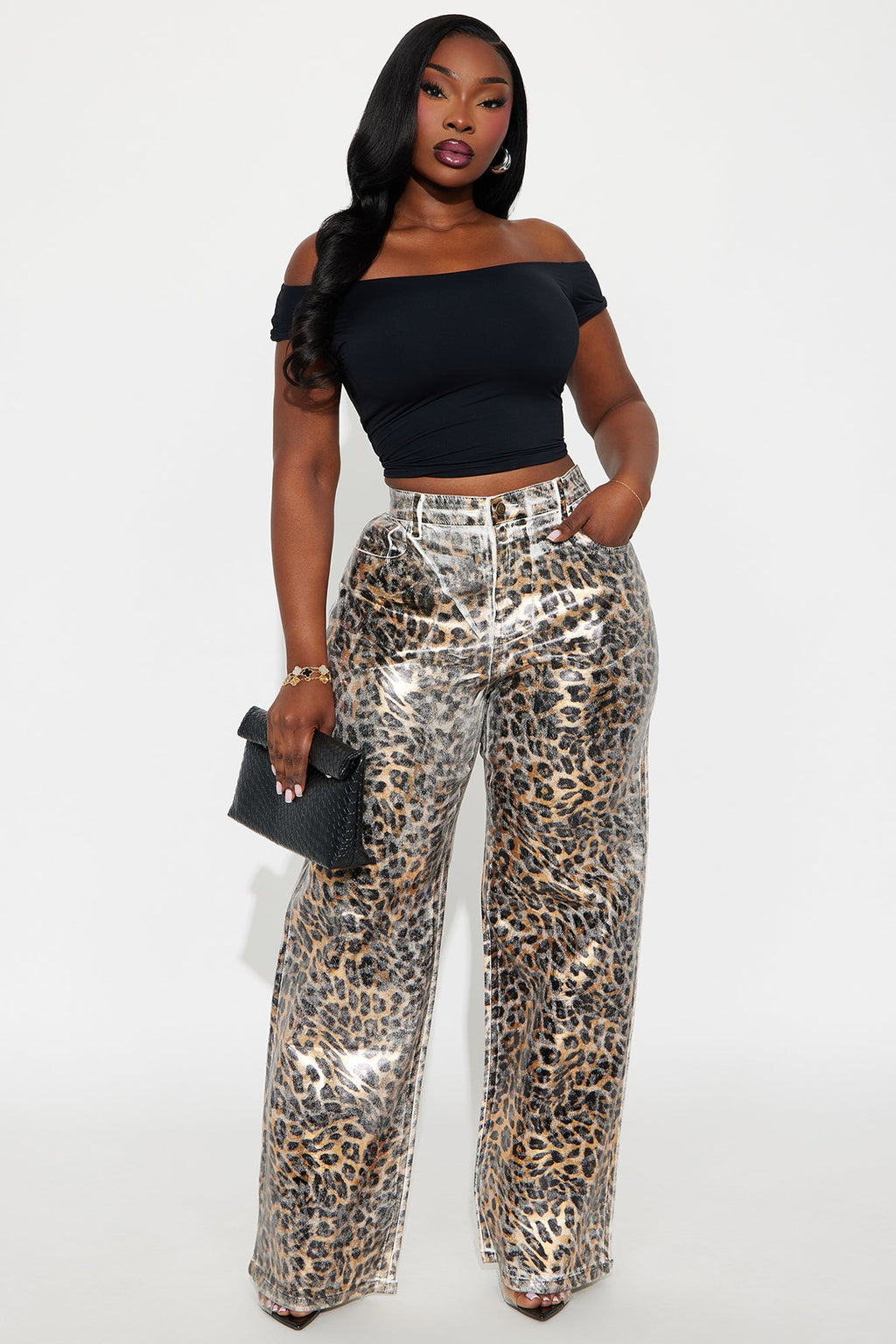 Carmela Leopard Wide Leg Pant 33″ - Leopard 