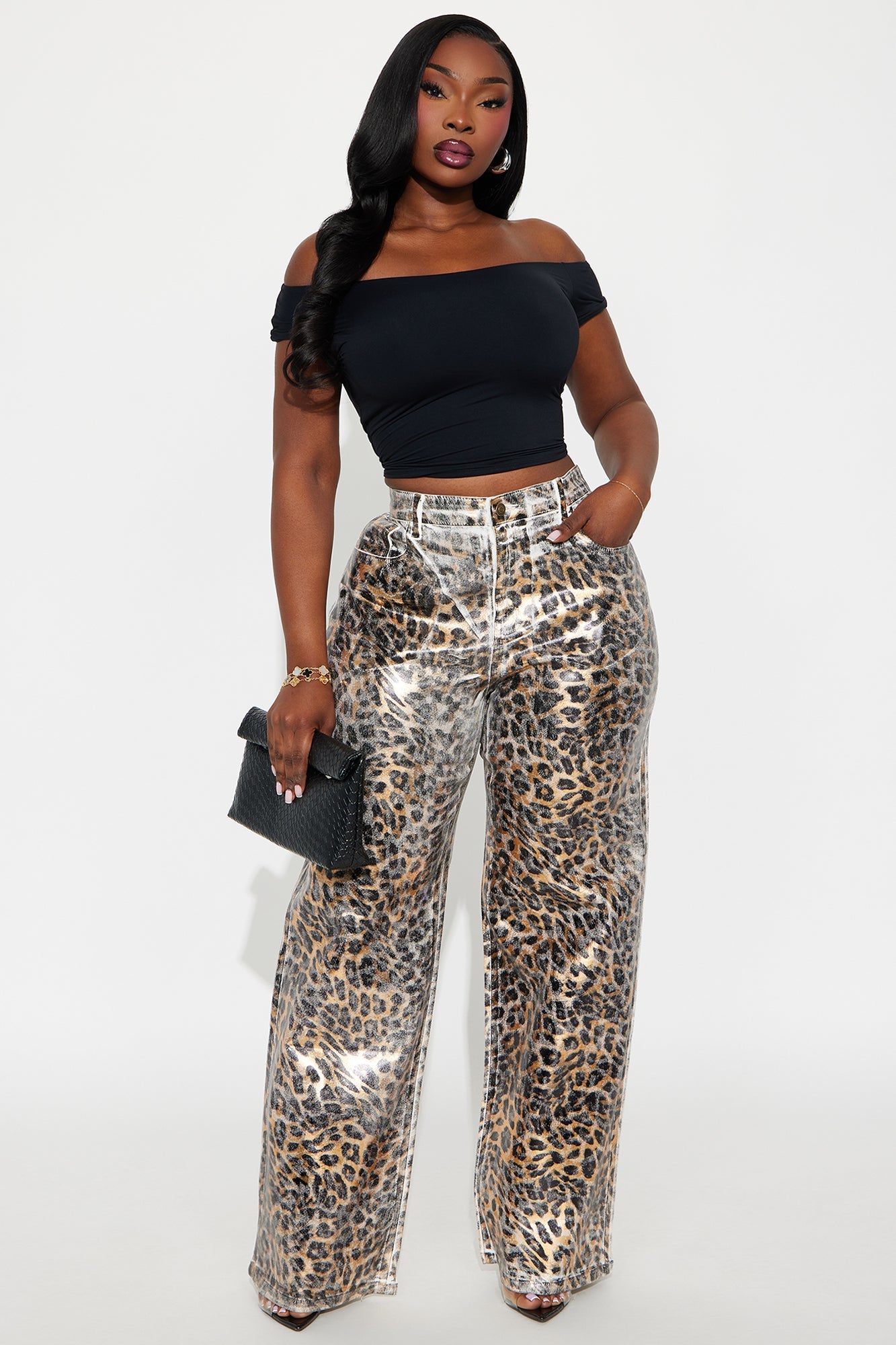 Carmela Leopard Wide Leg Pant 33″ - Leopard 