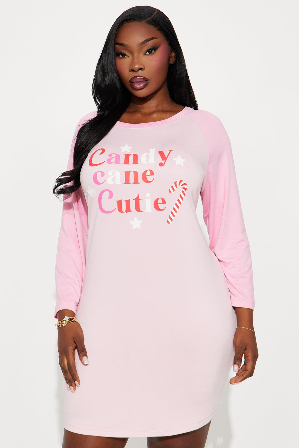 Candy Cane Cutie PJ Sleep Shirt - Pink