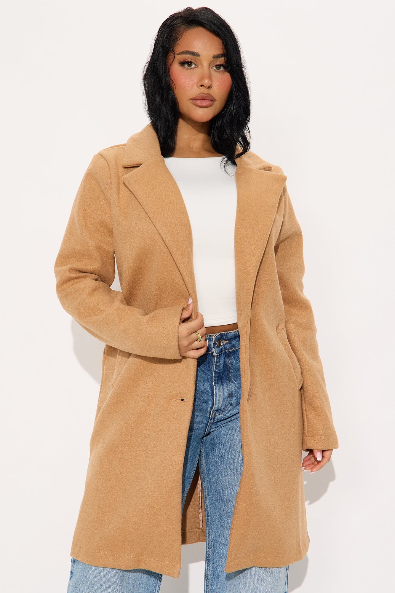 Hit The Town Button Up Coat - Camel
