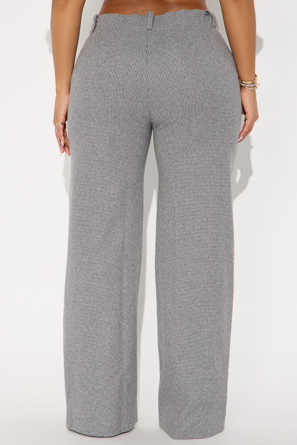 Let's Go For A Chat Wide Leg Houndstooth Pant 31 - Grey 