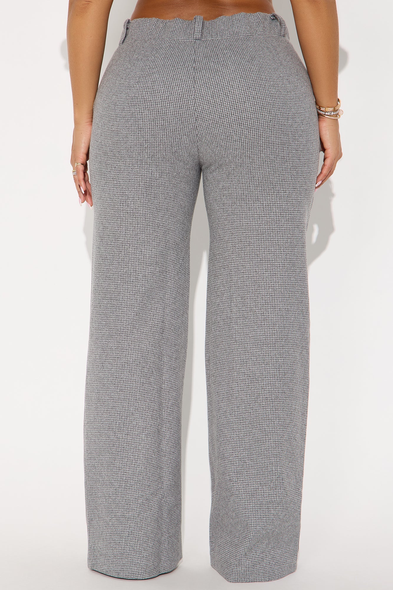 Let's Go For A Chat Wide Leg Houndstooth Pant 31 - Grey 
