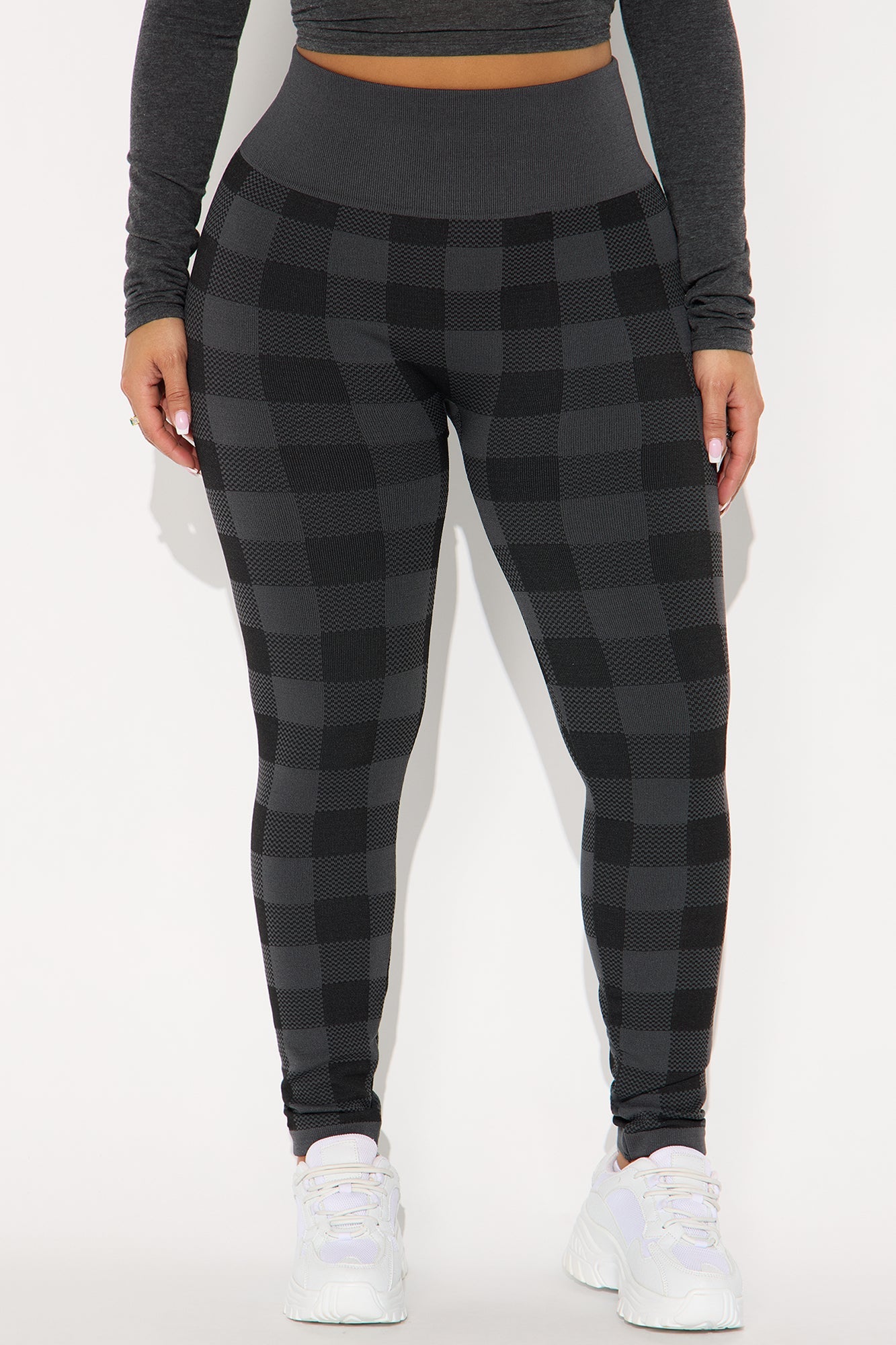Cut The Noise Plaid Fleece Legging 28″ - Grey/combo
