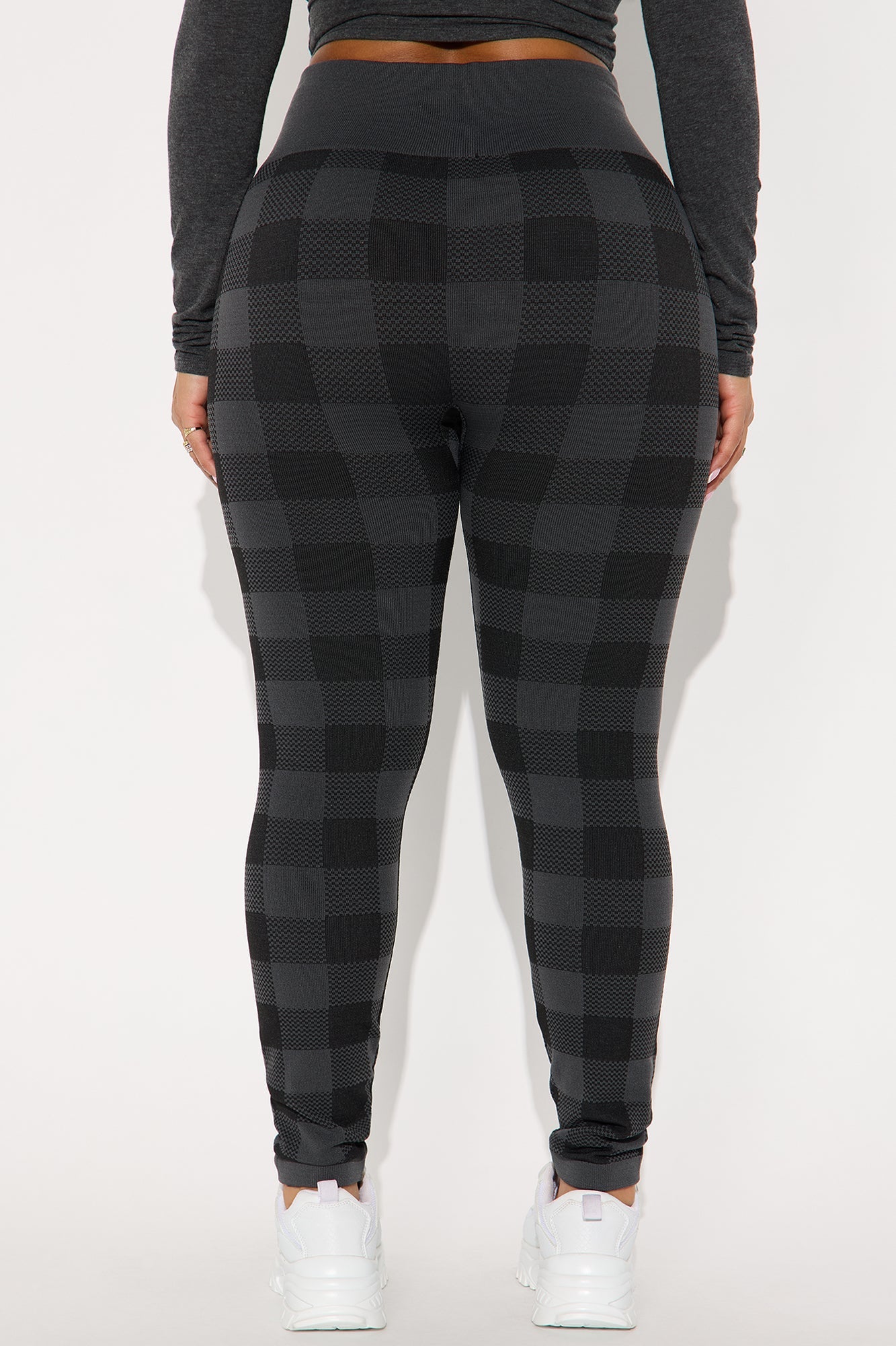 Cut The Noise Plaid Fleece Legging 28″ - Grey/combo