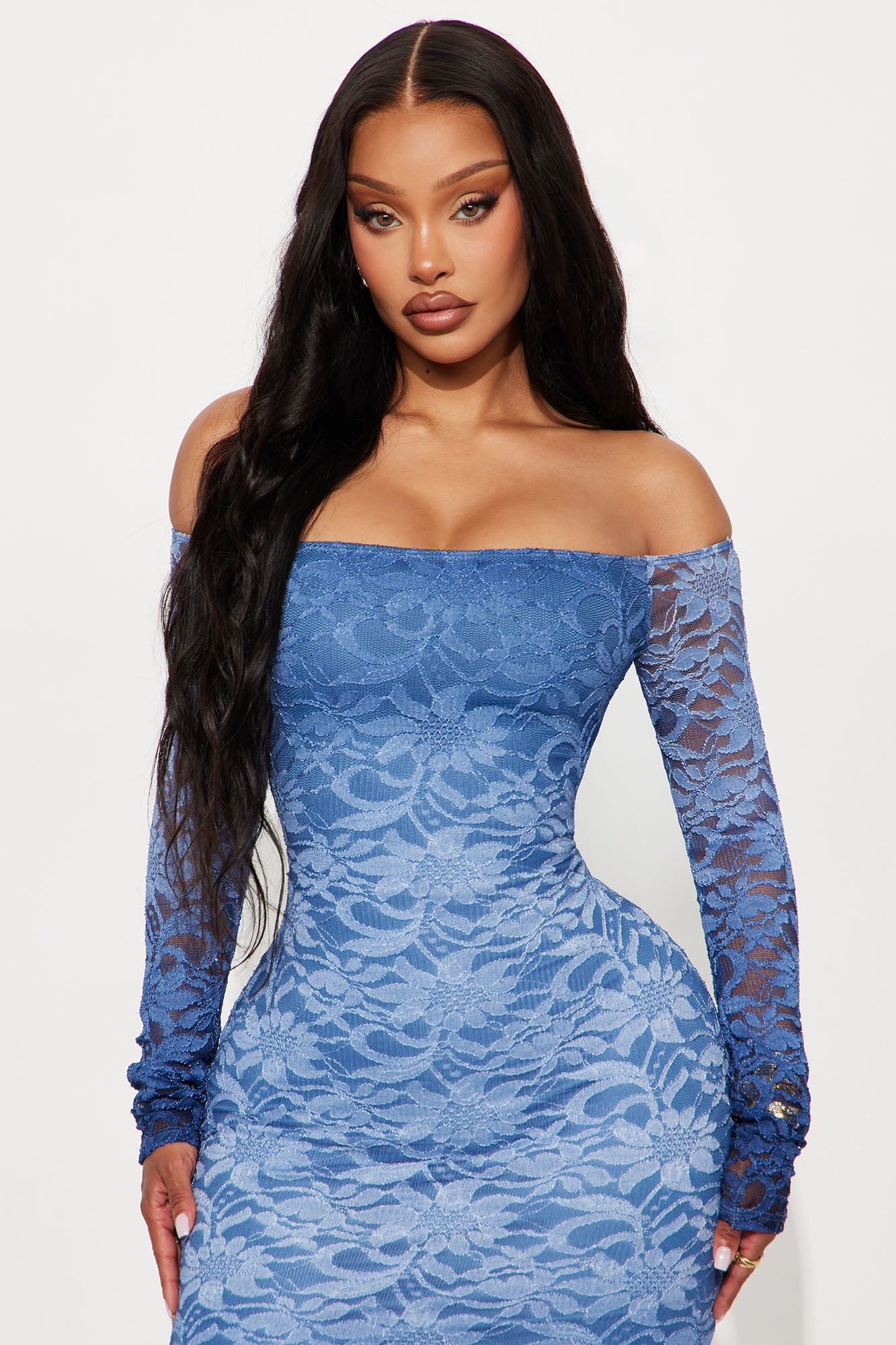 Lorelei Ombre Lace Midi Dress - Blue