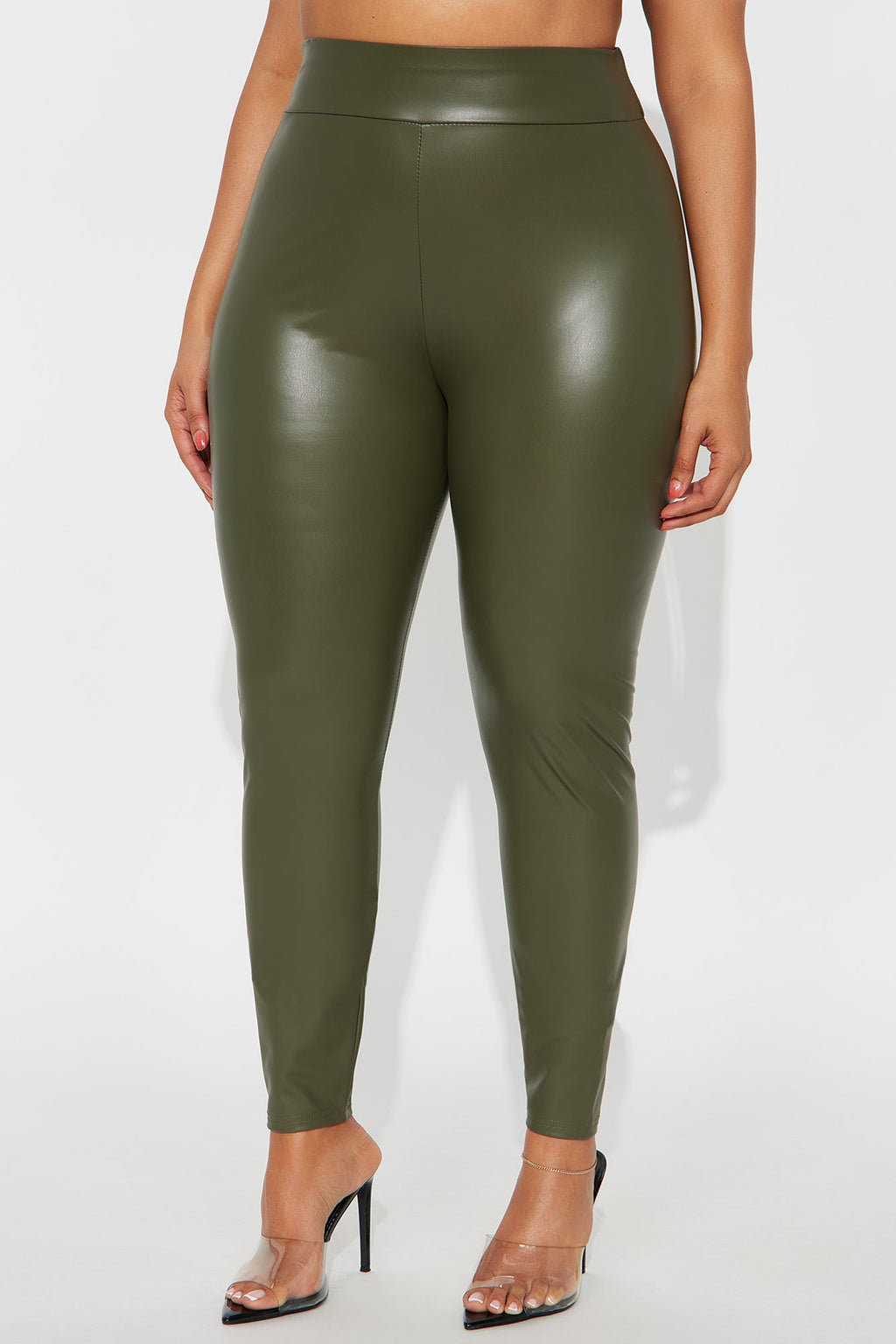 Like What You See Faux Leather Legging - Olive 