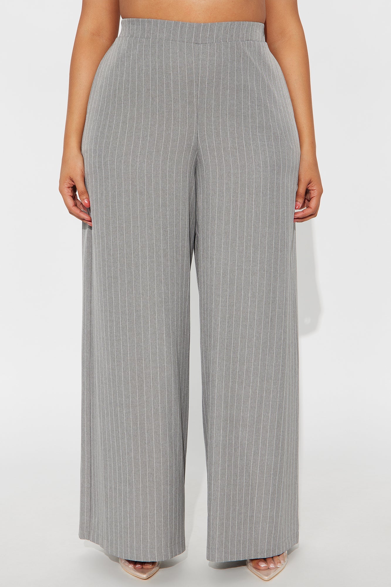 Easy To Wear Pinstripe Wide Leg Pant 32″ - Grey