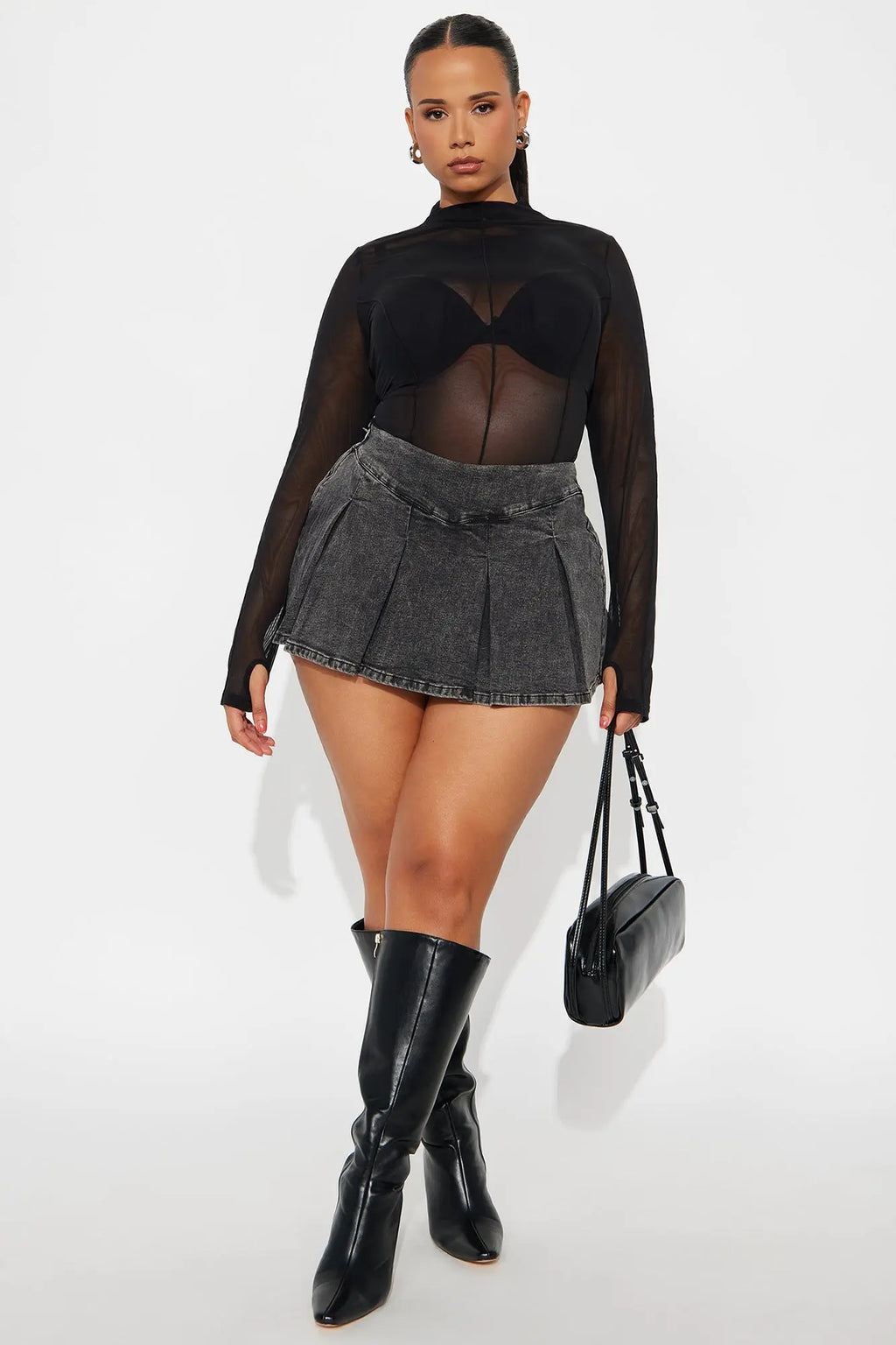 Told You So Denim Micro Mini Skort - Black Wash 