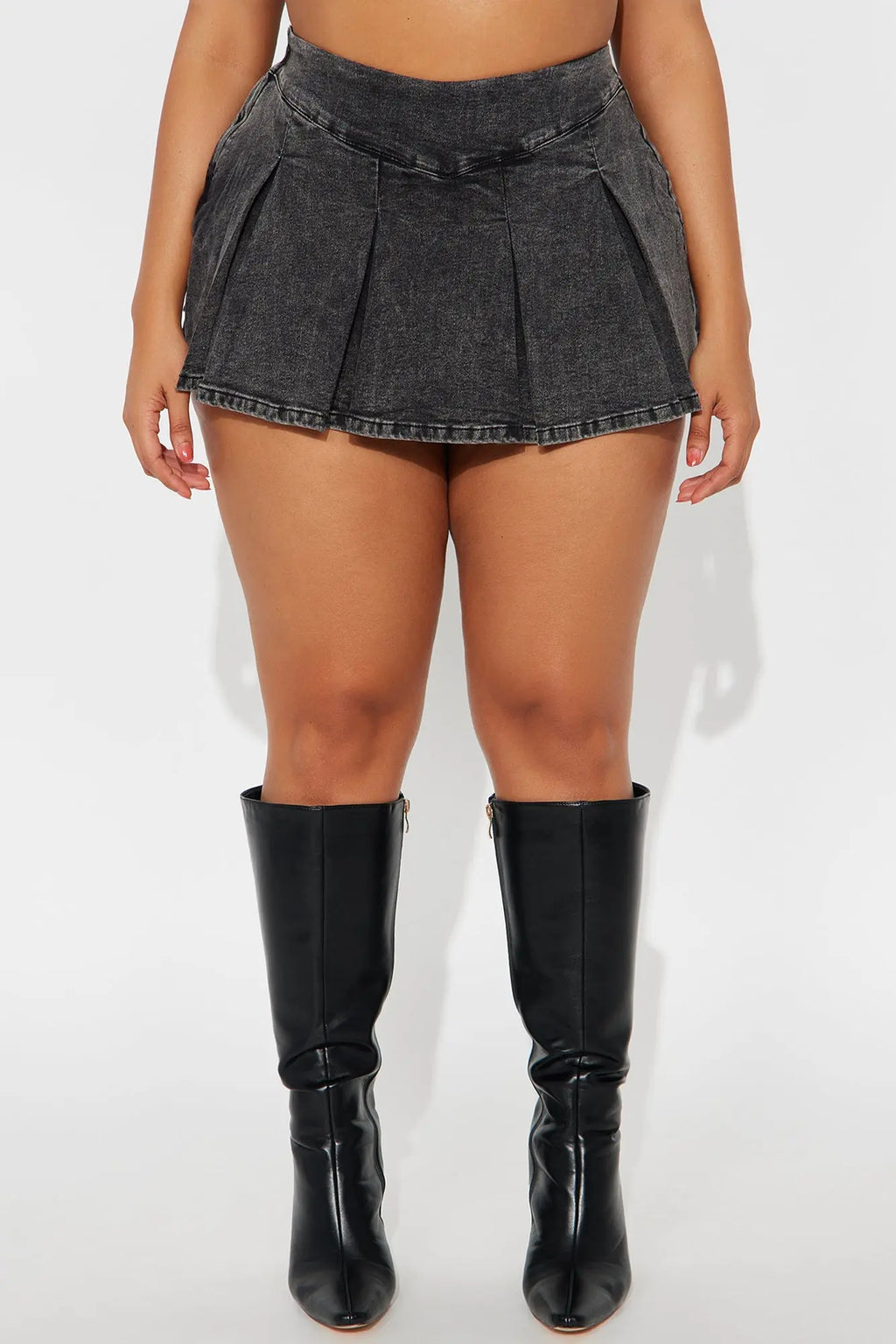 Told You So Denim Micro Mini Skort - Black Wash 