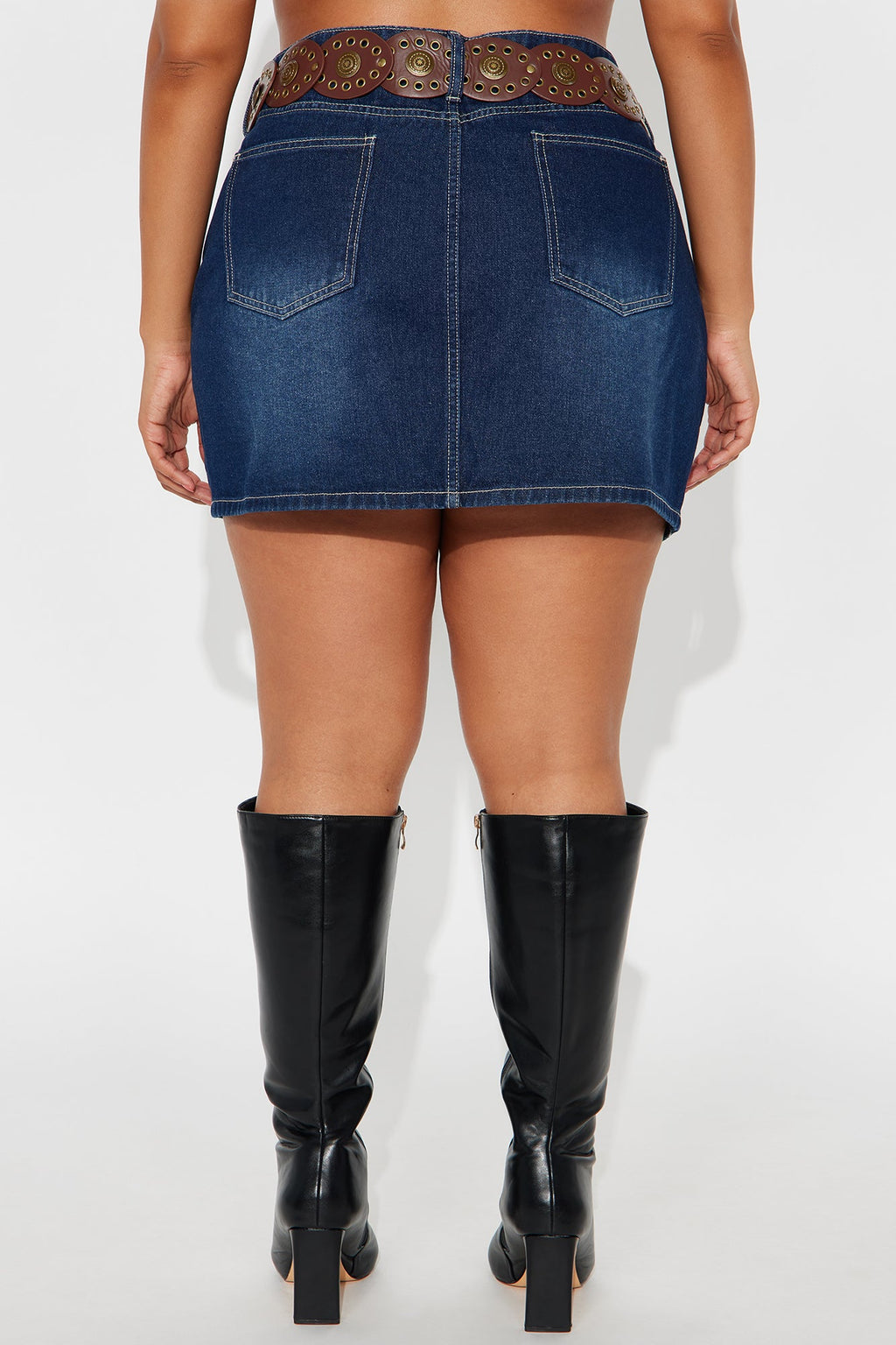 Darcy Belted Denim Mini Skirt - Dark Wash 