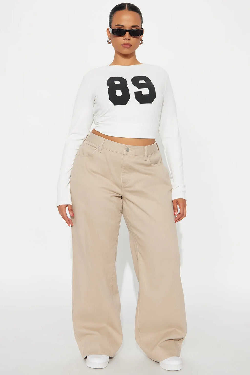 Be A Rockstar Twill Wide Leg Pant 33″ - Beige 