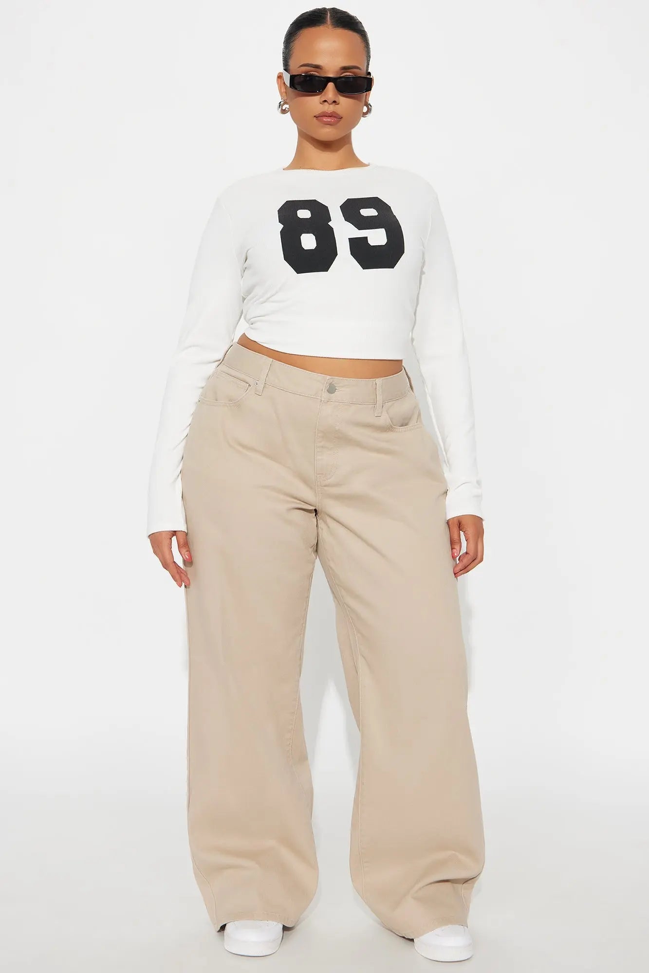 Be A Rockstar Twill Wide Leg Pant 33″ - Beige 