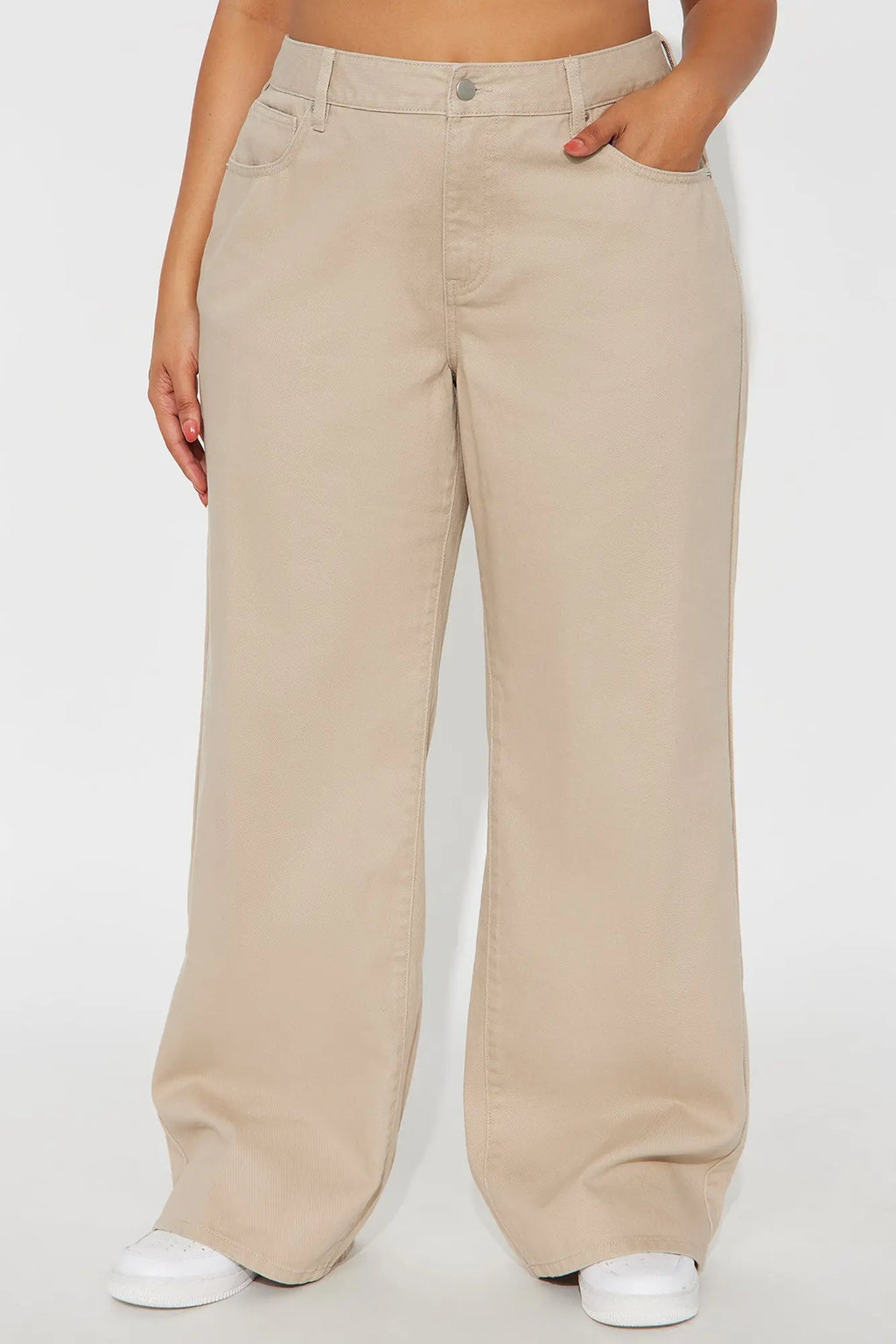 Be A Rockstar Twill Wide Leg Pant 33″ - Beige 