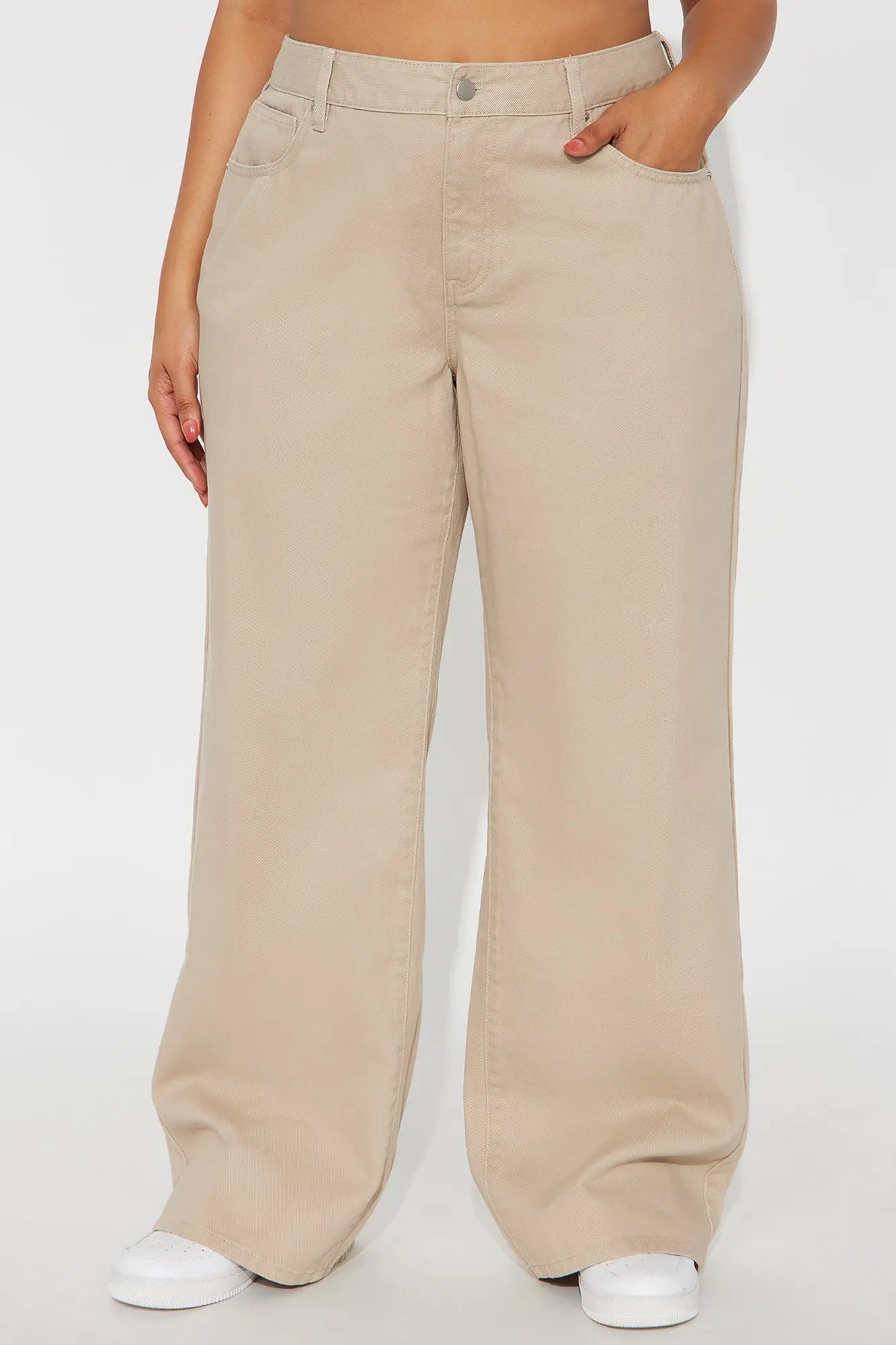 Be A Rockstar Twill Wide Leg Pant 33″ - Beige 