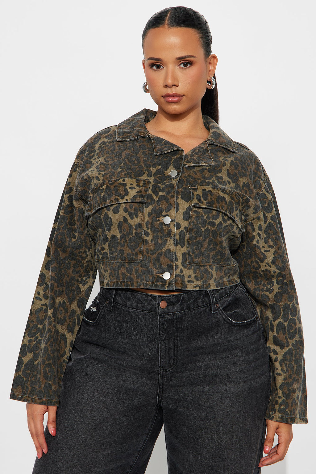Jungle Brat Cropped Leopard Jacket - Leopard 
