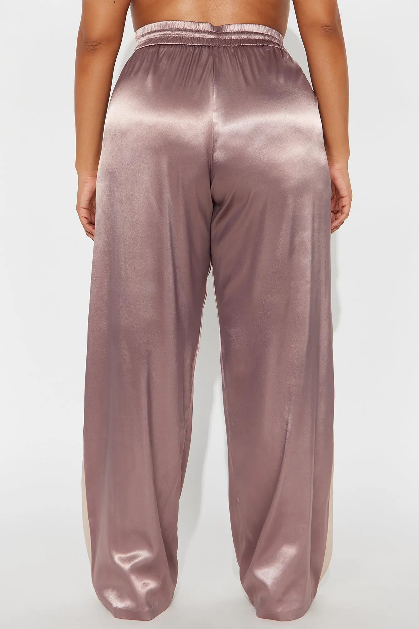 Bossed Up Satin Wide Leg Pant 33″ - Mocha/combo 