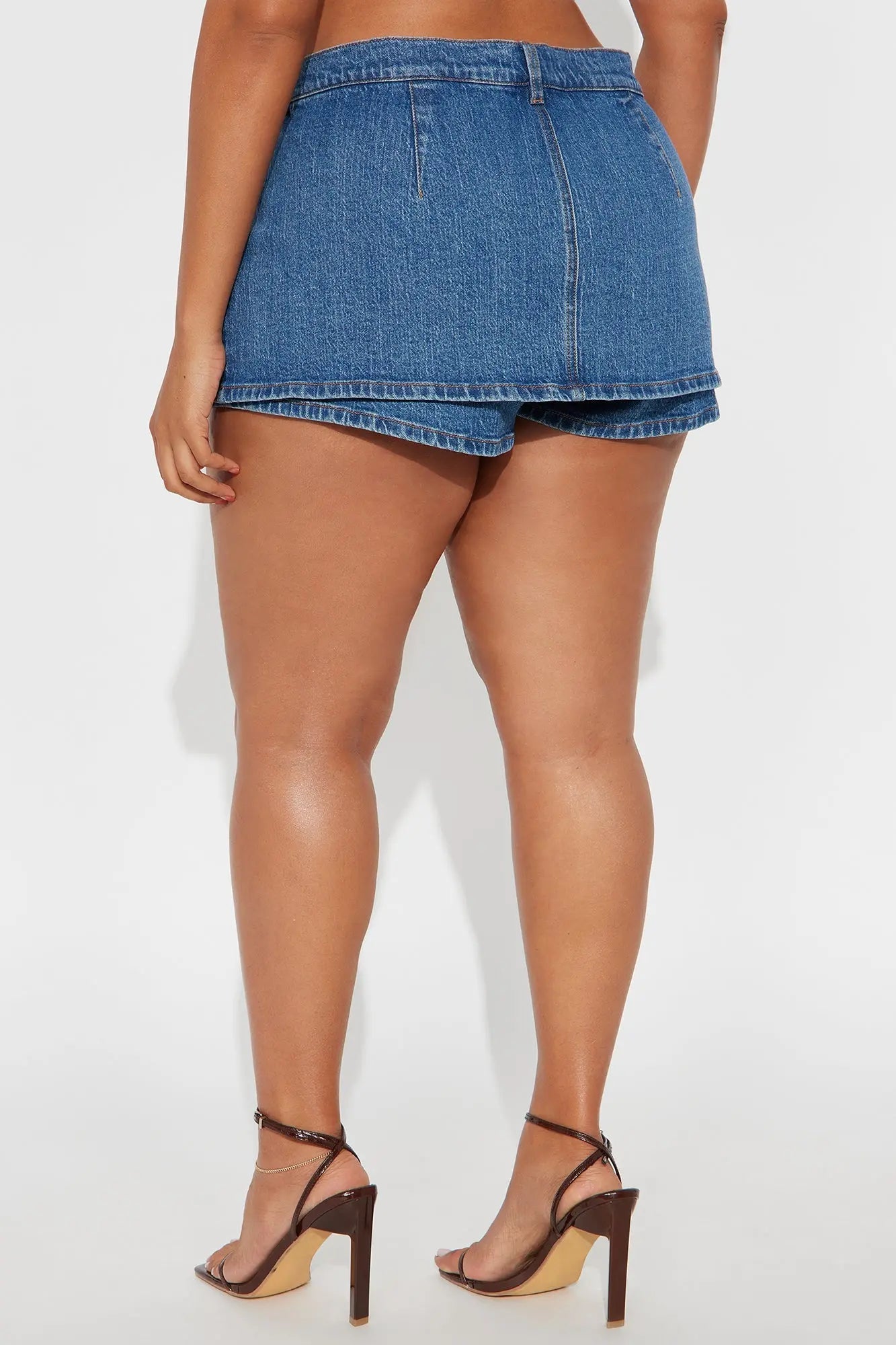 Harley Micro Mini Denim Peekaboo Skort - Medium Wash 