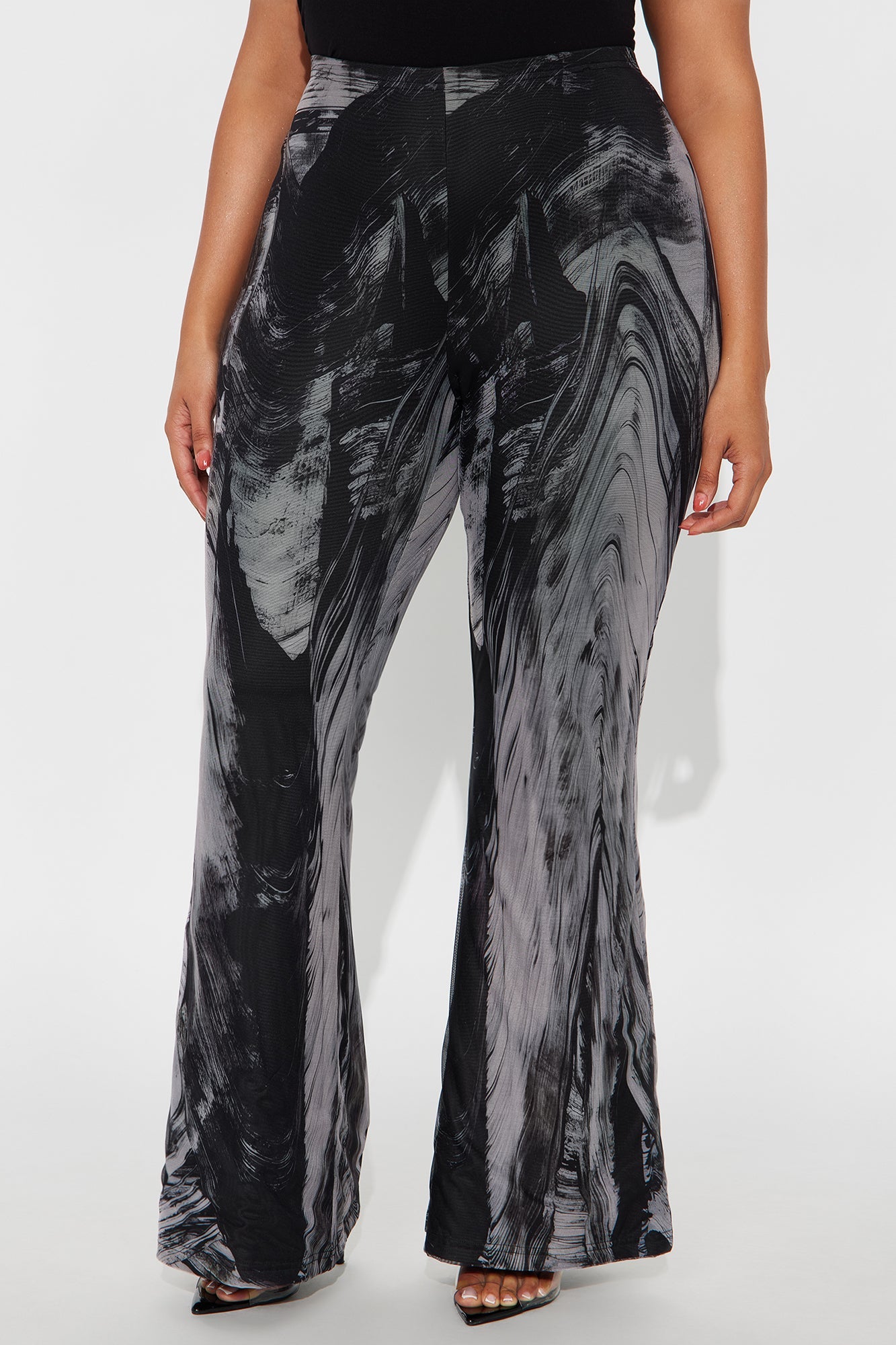 Mood Change Marbled Mesh Flare Pant 32″ - Grey/combo 