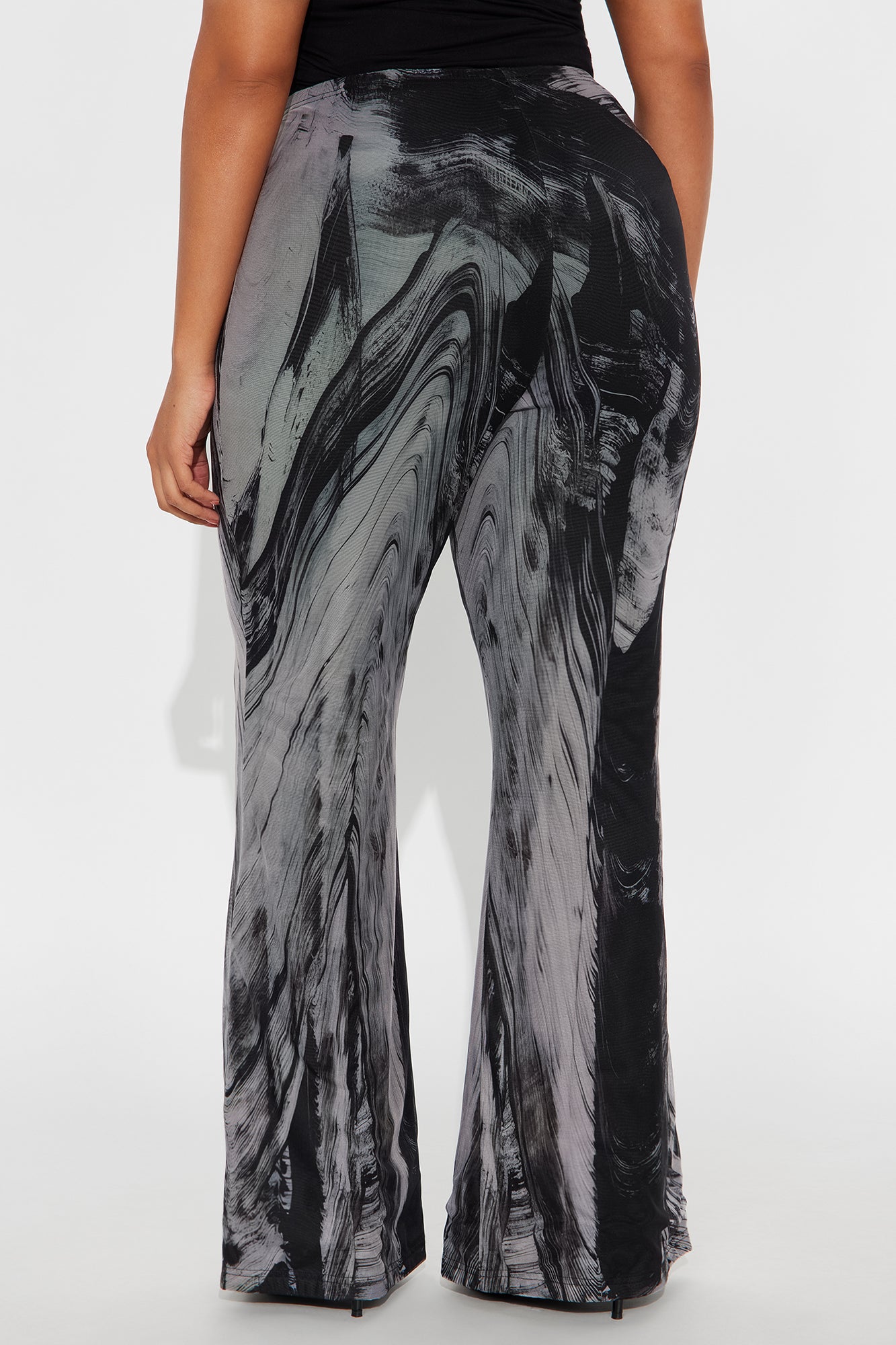 Mood Change Marbled Mesh Flare Pant 32″ - Grey/combo 