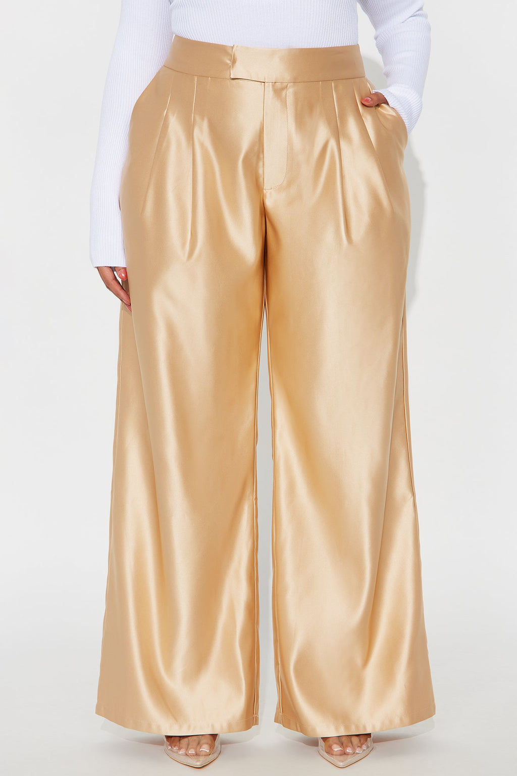 Suite Slay Satin Wide Leg Pant 32″ - Gold