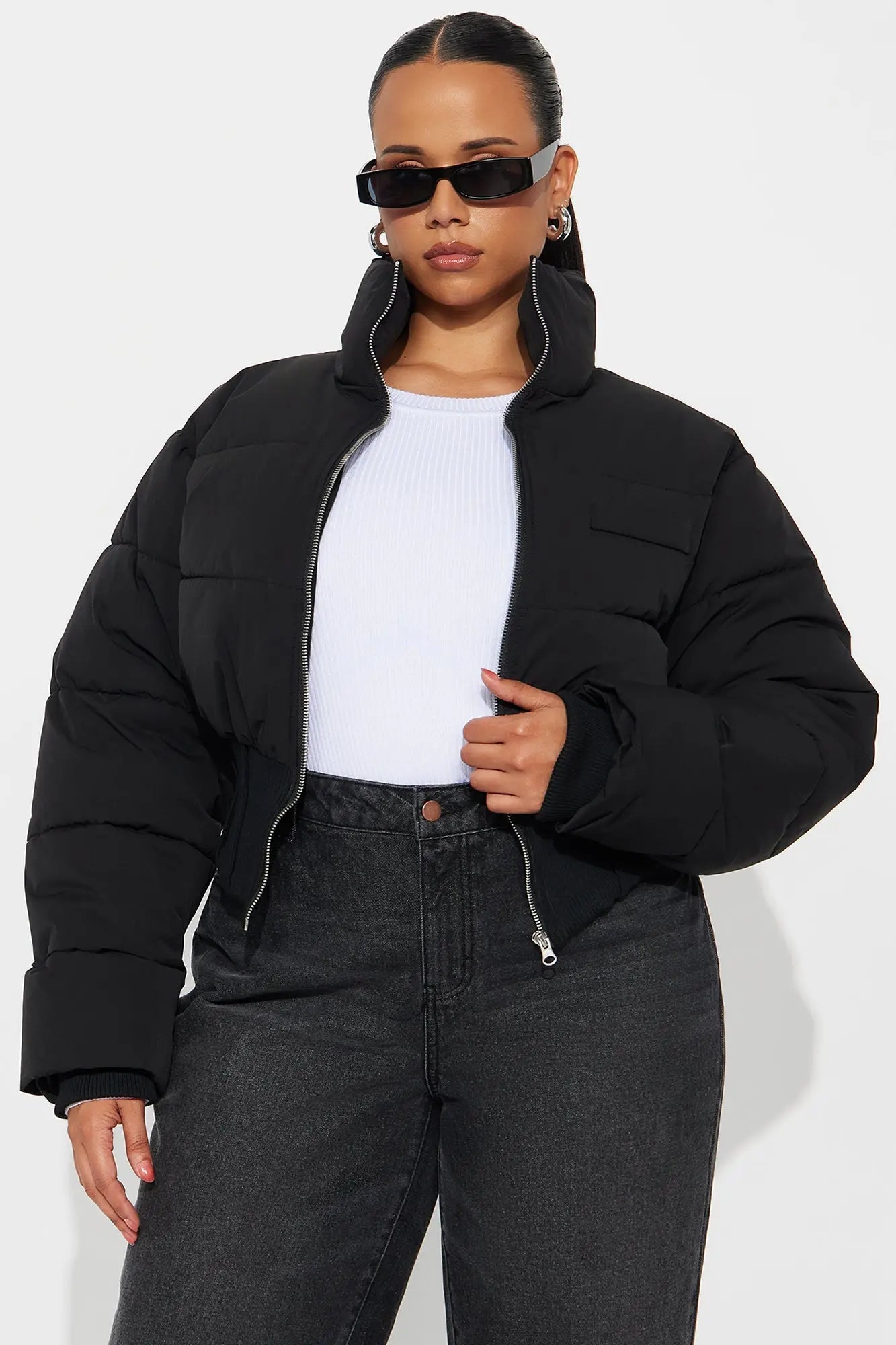 Cold Serve Corset Puffer Jacket - Black 