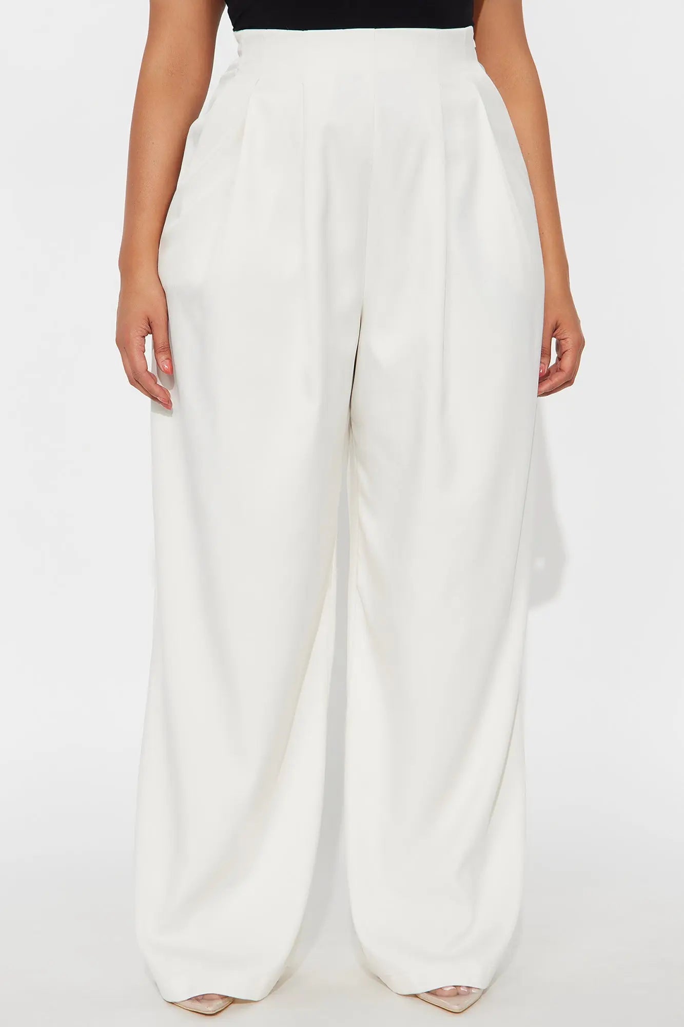 Nicole Wide Leg Trouser Pant 33 - Ivory 