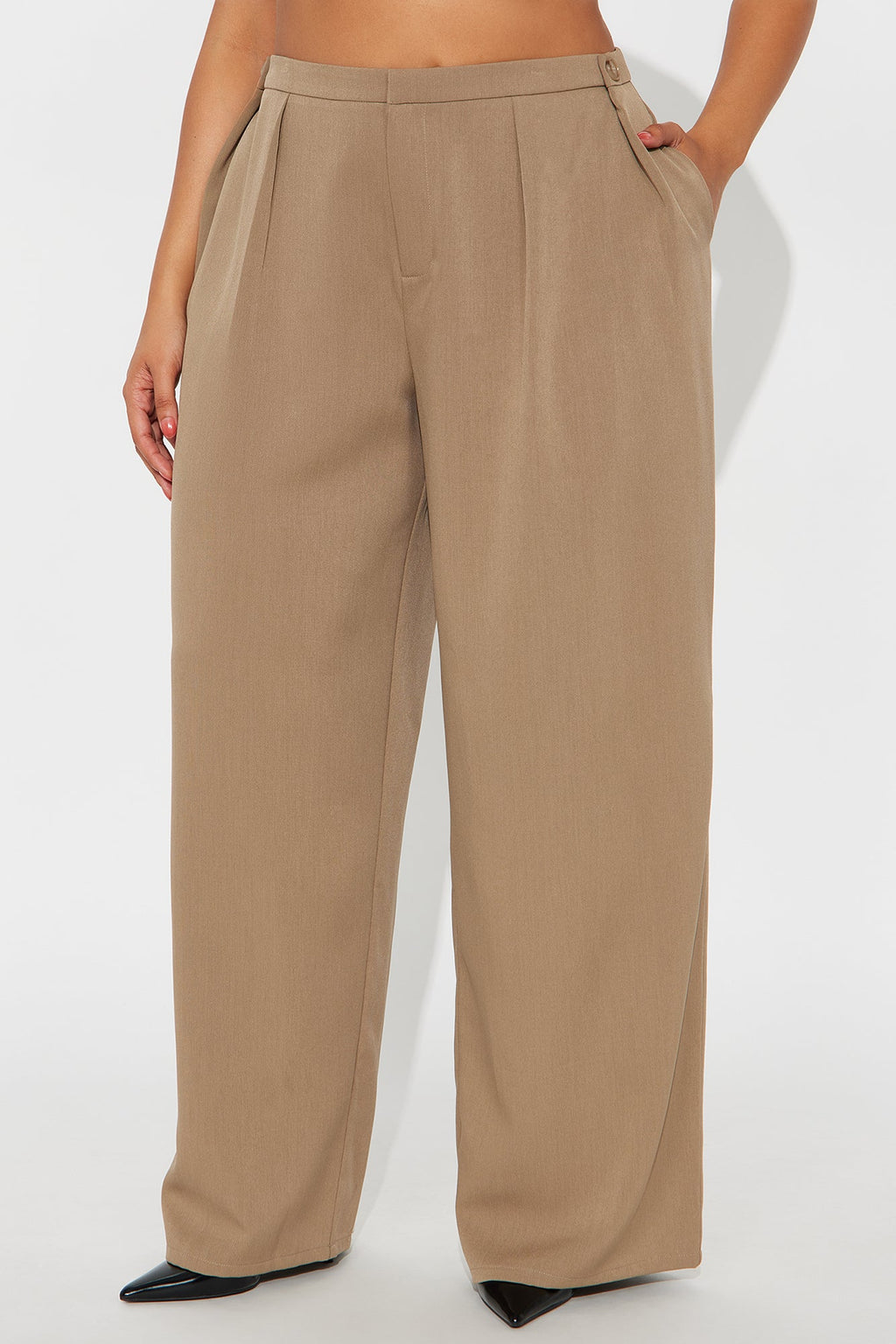 Close The Deal Wide Leg Trouser Pant 32″ - Mocha 