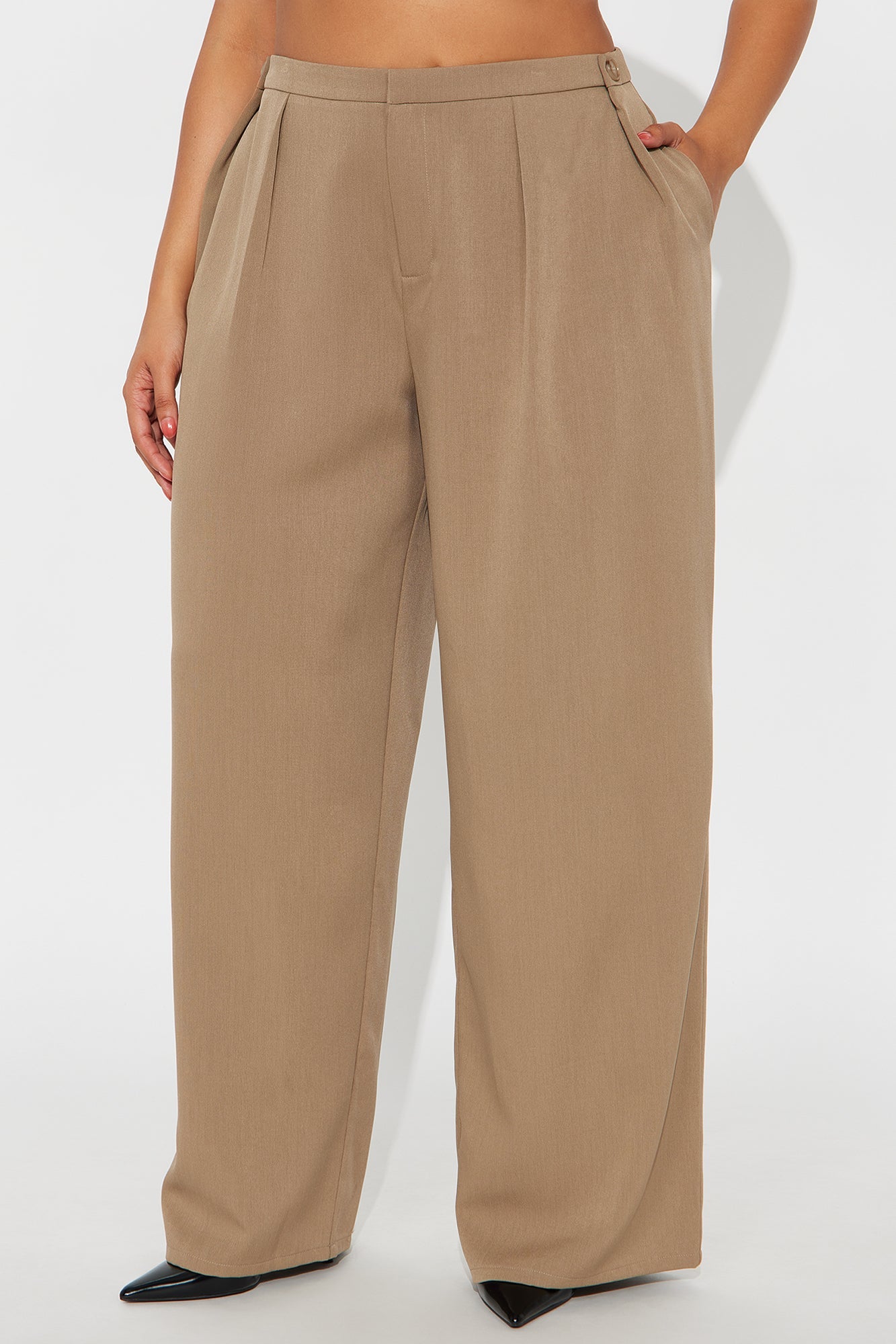 Close The Deal Wide Leg Trouser Pant 32″ - Mocha 