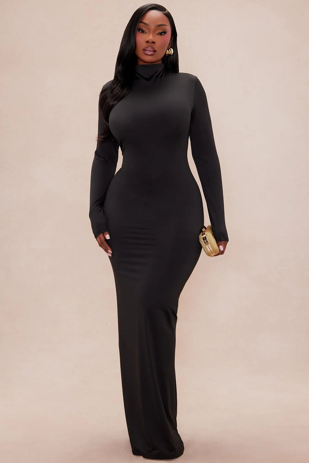 Kyra Double Layered Backless Maxi Dress - Black 