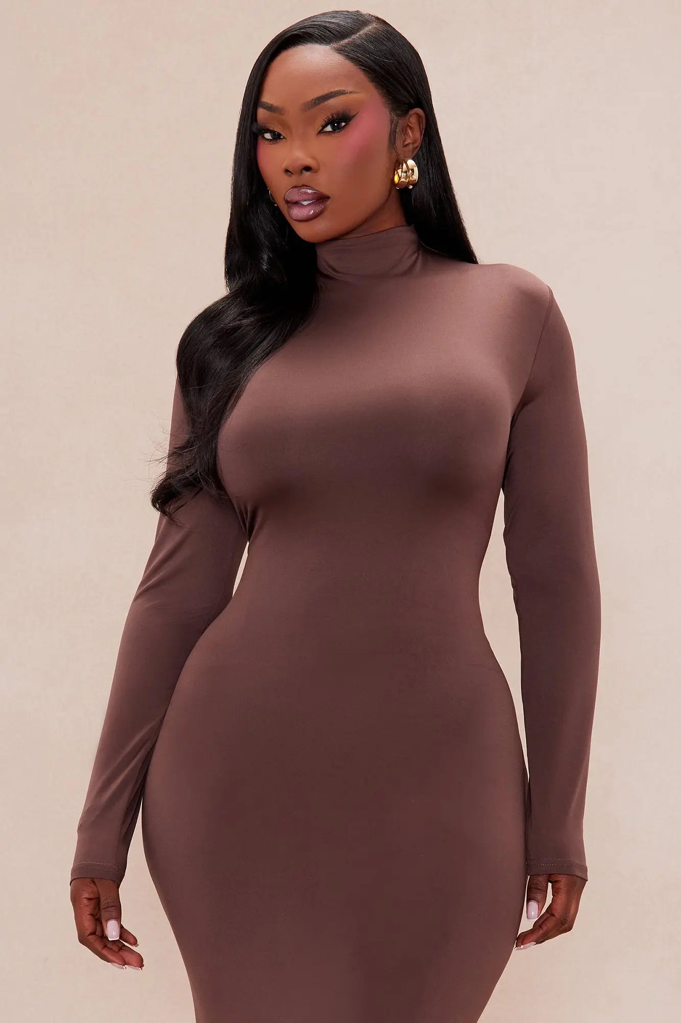 Kyra Double Layered Backless Maxi Dress - Chocolate 