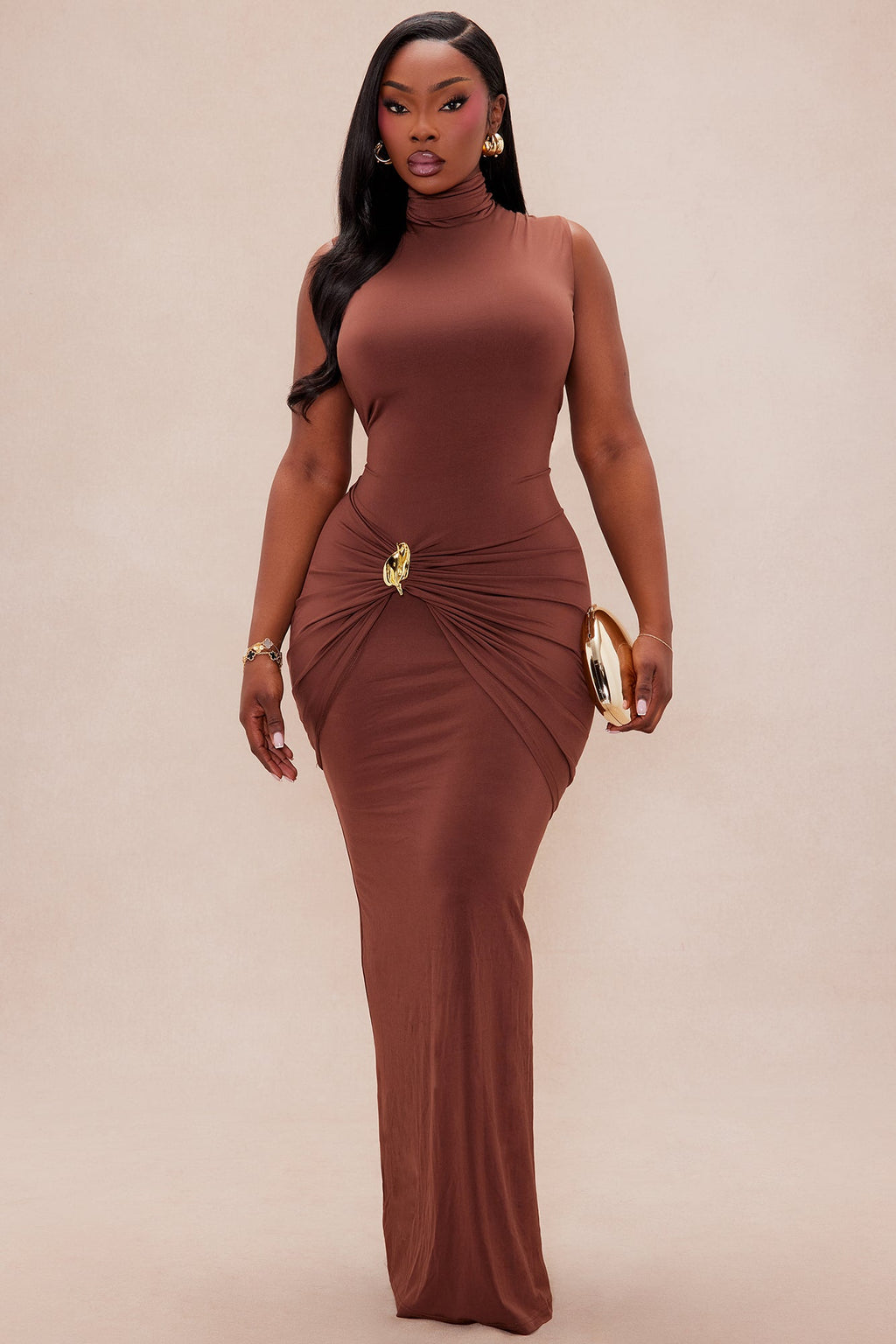 Shay Double Lined Maxi Dress - Chocolate
