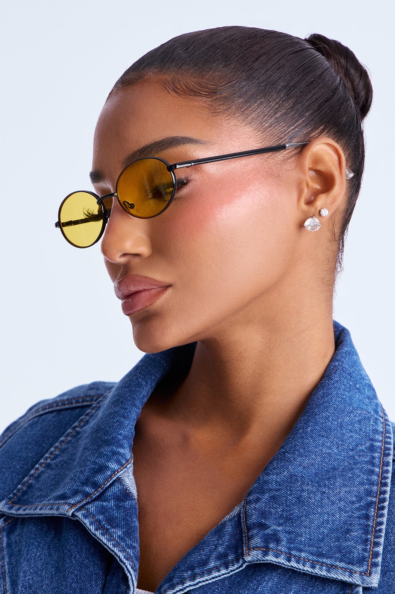 Classic Car Round Sunglasses - Black/Yellow