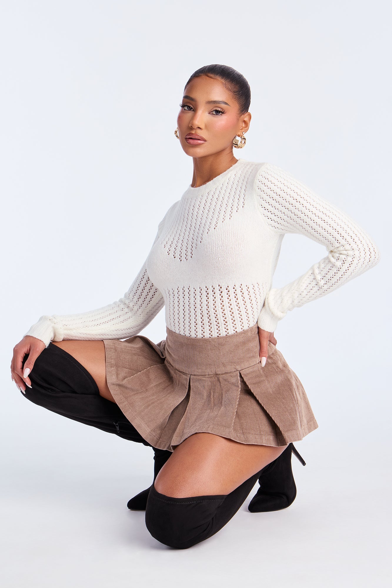 Say Yes Corduroy Micro Mini Skort - Charcoal 