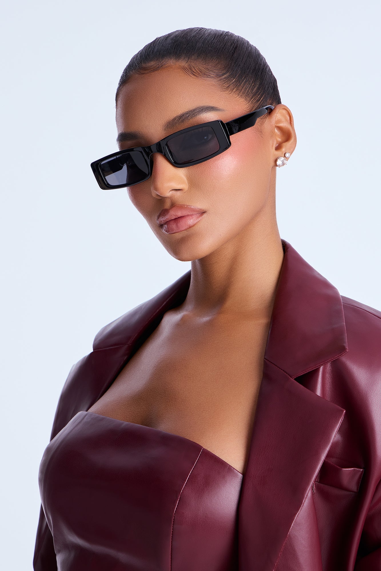 Slick Back Square Sunglasses - Black