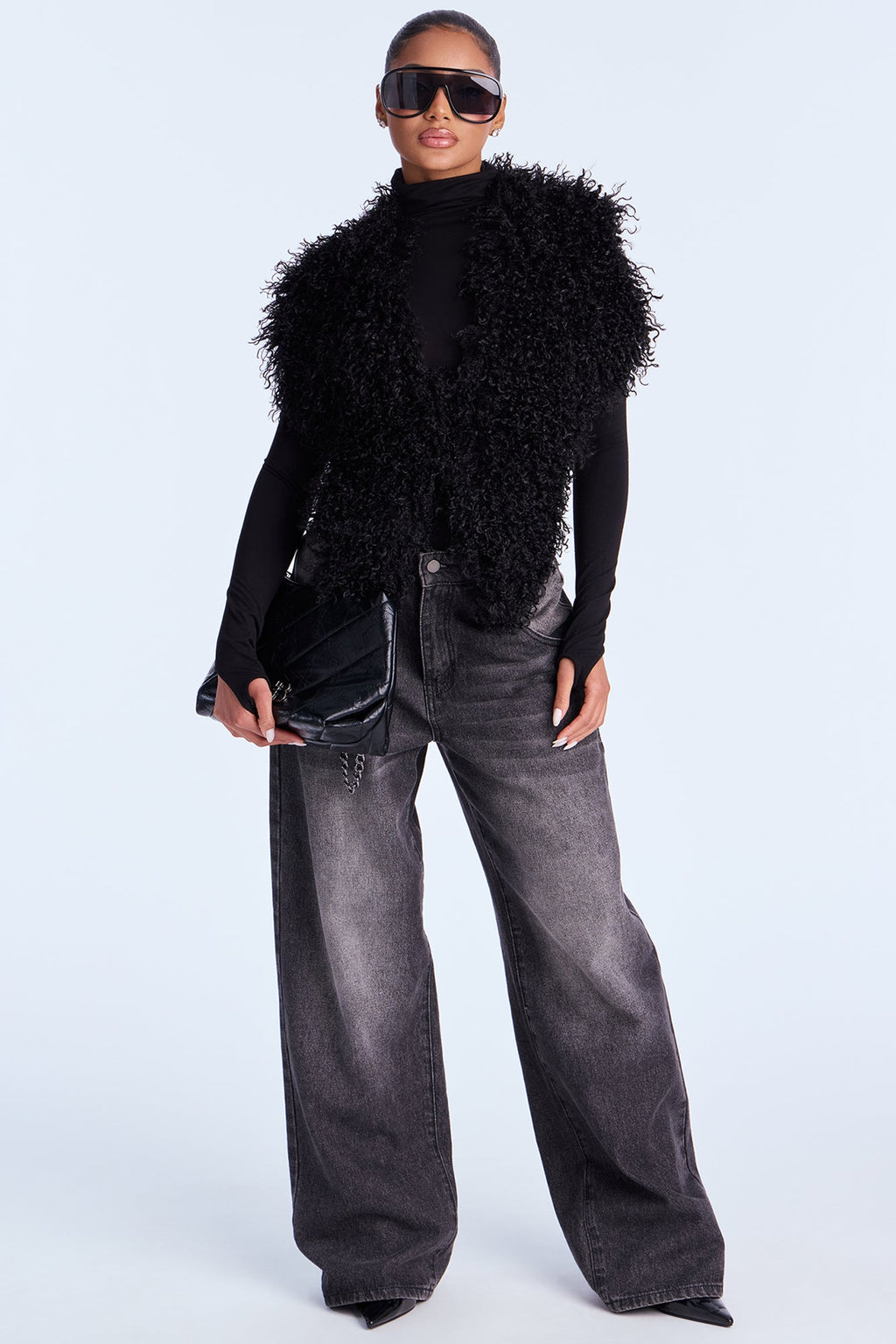 So Shaggy Body Scarf - Black