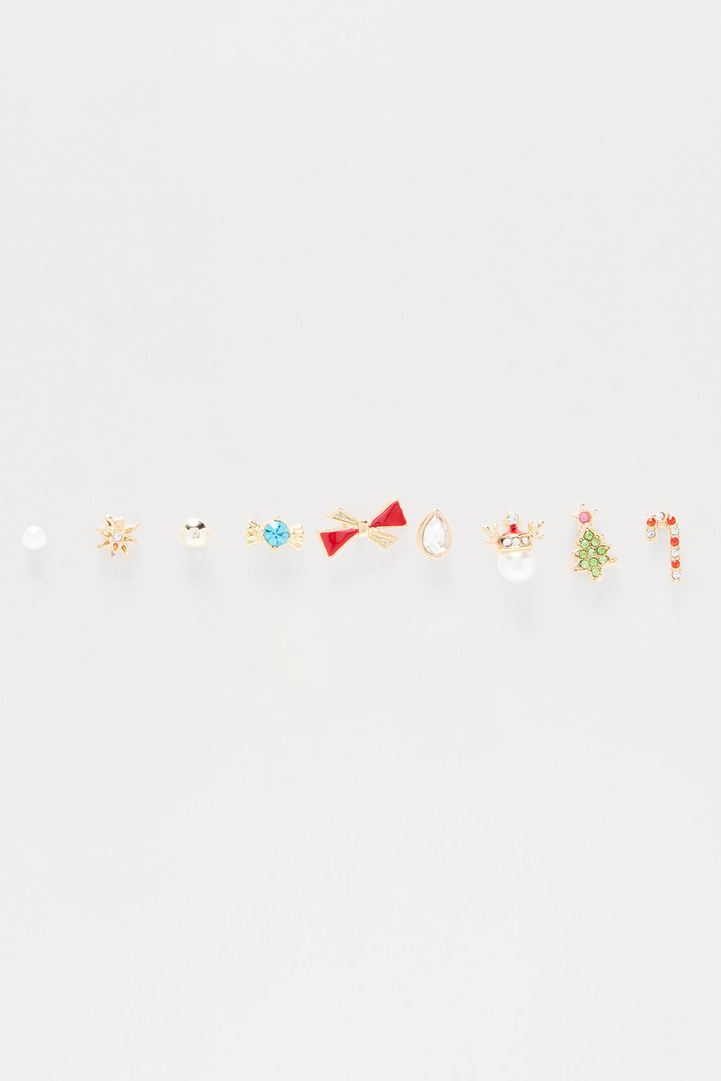 Holly Jolly 9 Pair Stud Earring Multi Set - Gold/combo